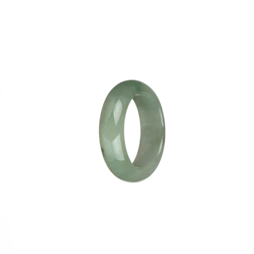 Certified Light Green and White with Apple Green Patch Burma Jade Band - US 9.5 - Image 2