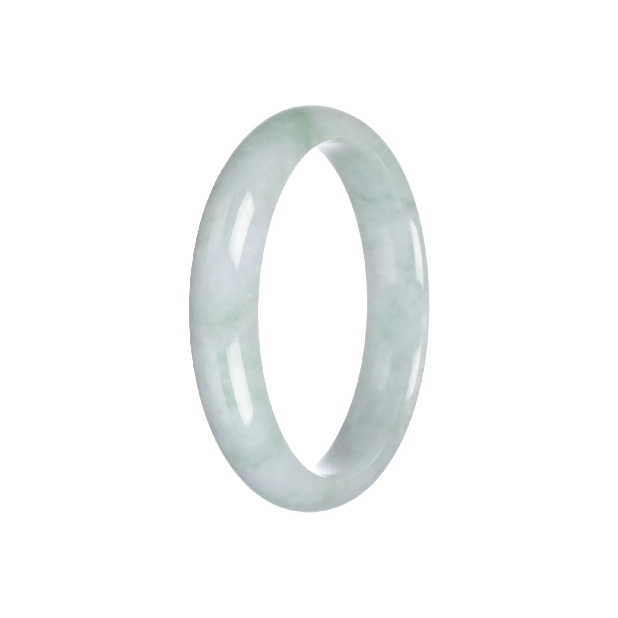 Real Grade A Light Green Traditional Jade Bangle - 57mm Half Moon - Image 5