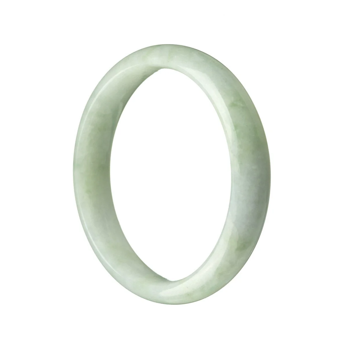 Certified Grade A Light Green Jade Bangle - 57mm Half Moon