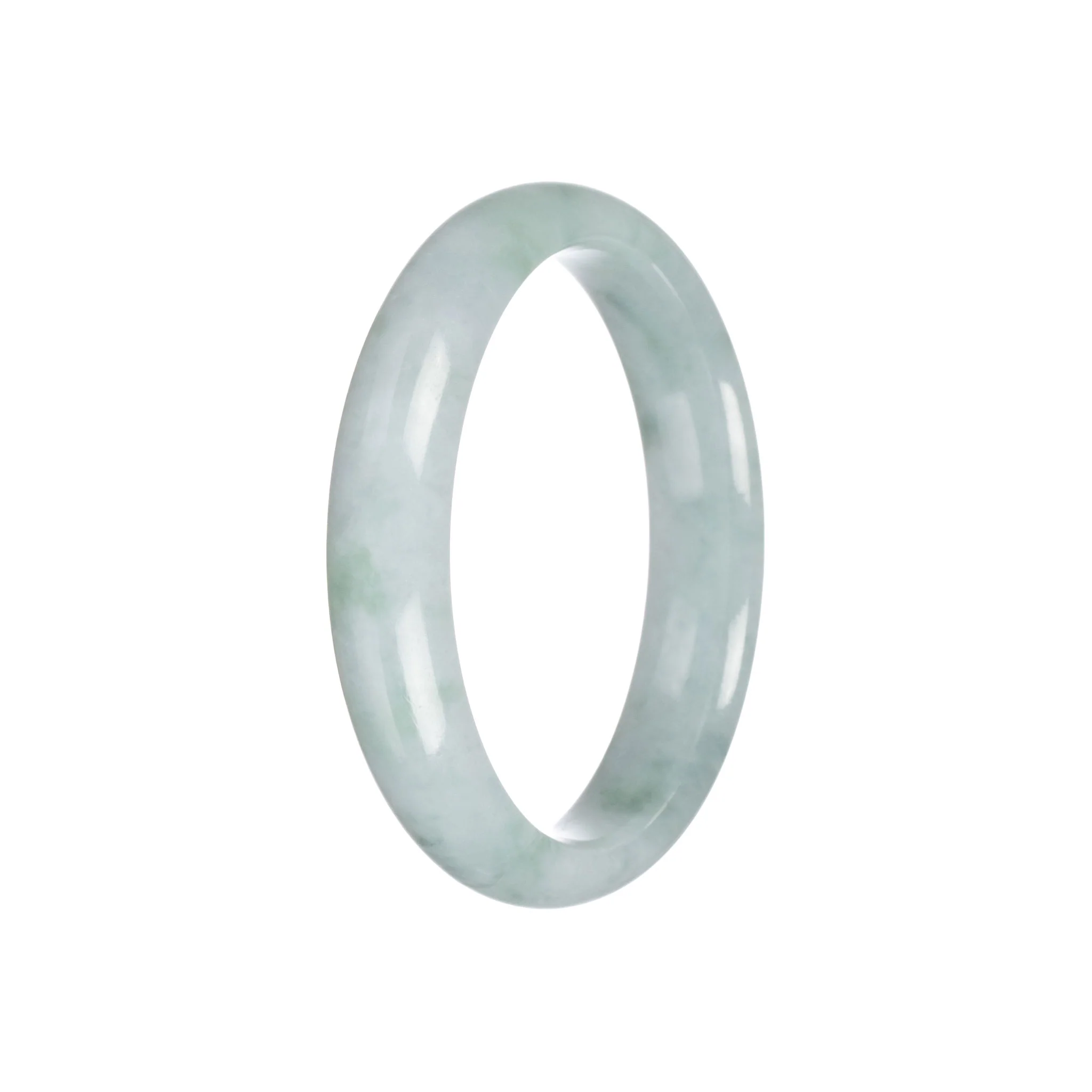 Genuine Grade A Light Green Burmese Jade Bangle Bracelet - 57mm Half Moon - Image 2