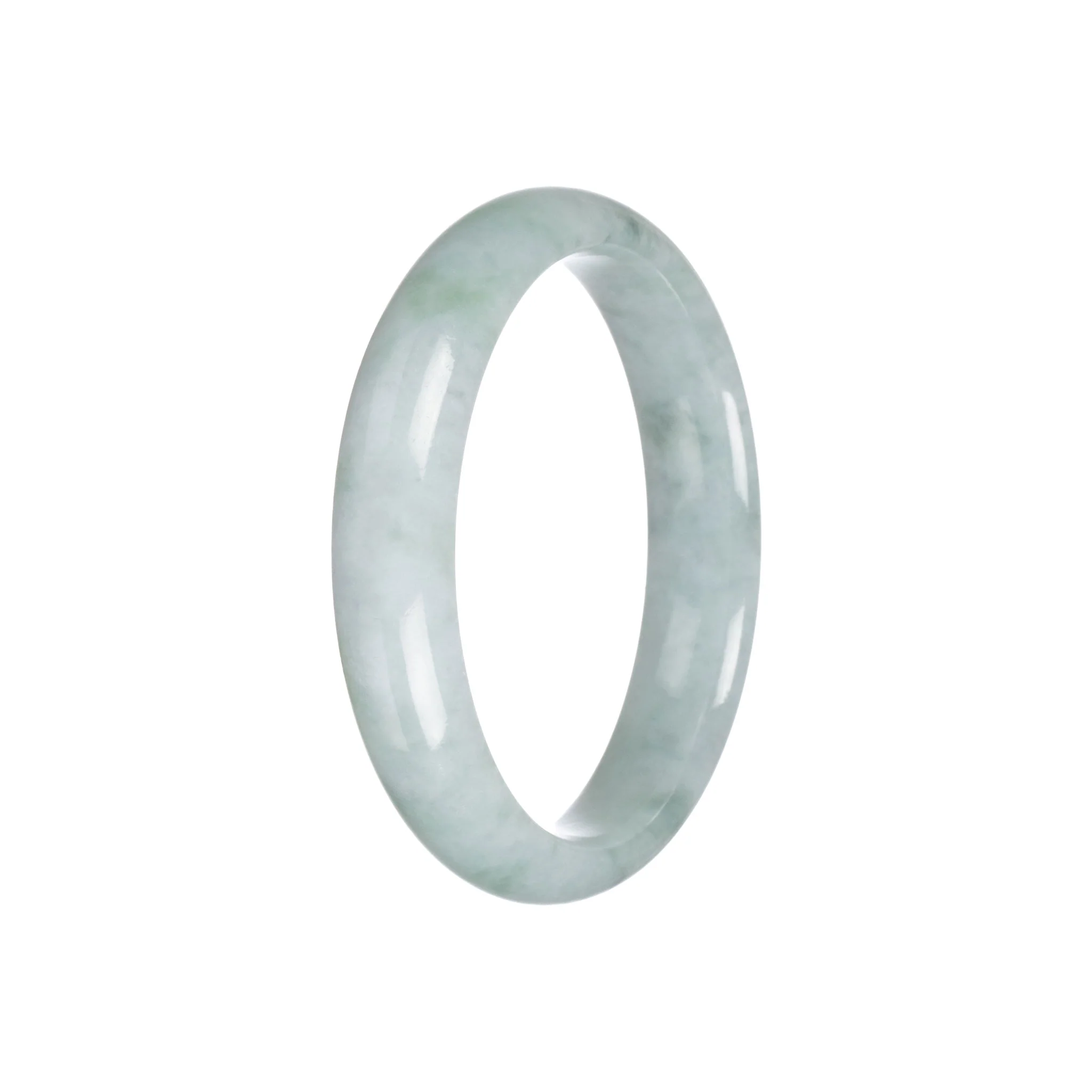Genuine Grade A Light Green Burmese Jade Bangle Bracelet - 57mm Half Moon - Image 3