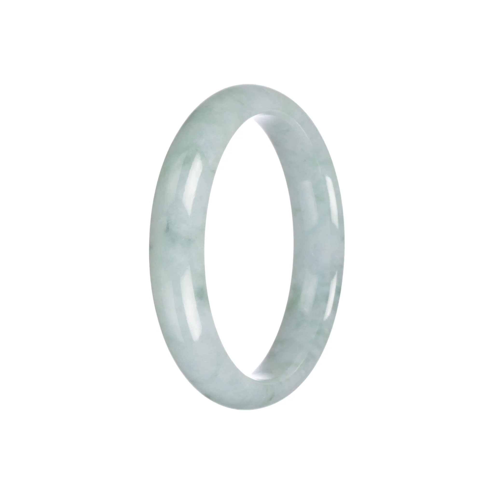 Genuine Grade A Light Green Burmese Jade Bangle Bracelet - 57mm Half Moon - Image 4