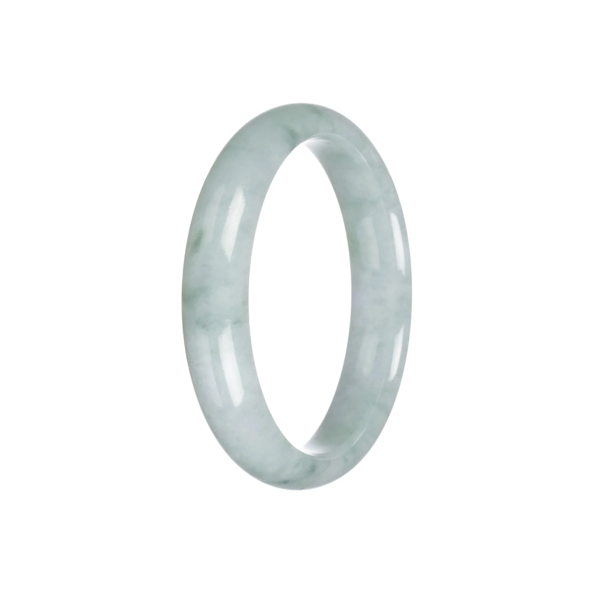 Genuine Grade A Light Green Burmese Jade Bangle Bracelet - 57mm Half Moon - Image 5