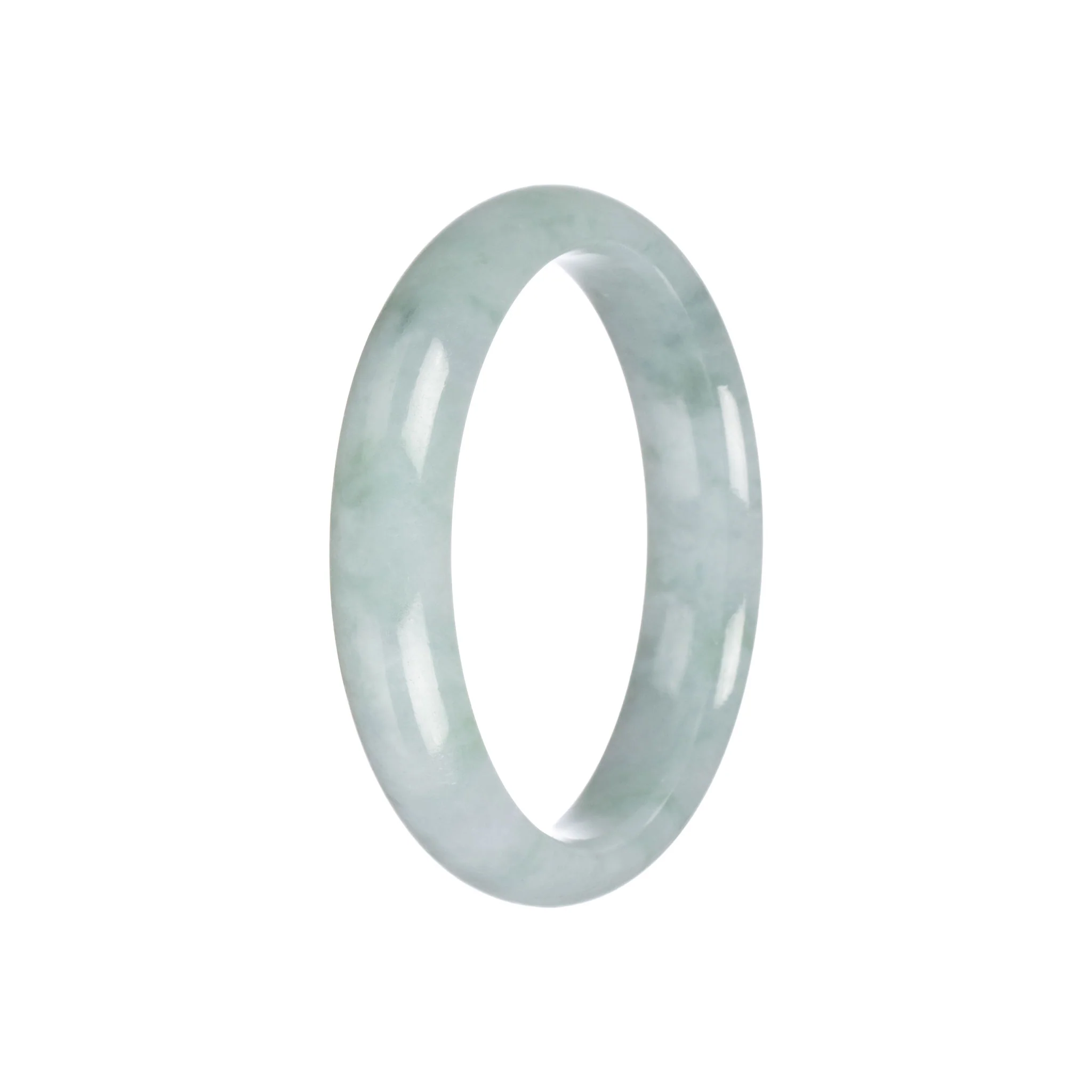 Genuine Grade A Light Green Burmese Jade Bangle Bracelet - 57mm Half Moon - Image 6