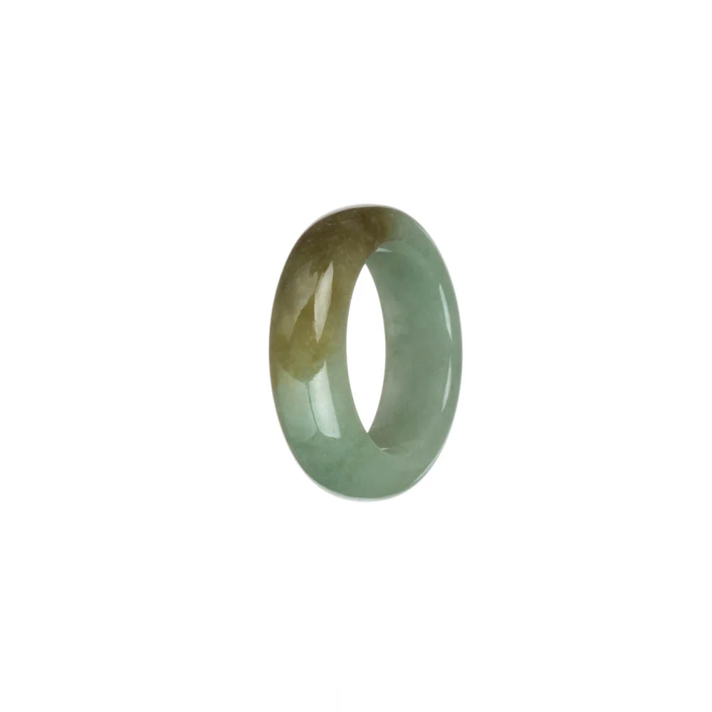 Genuine Light Green with Brown Burmese Jade Ring - US 9.5 - Image 2