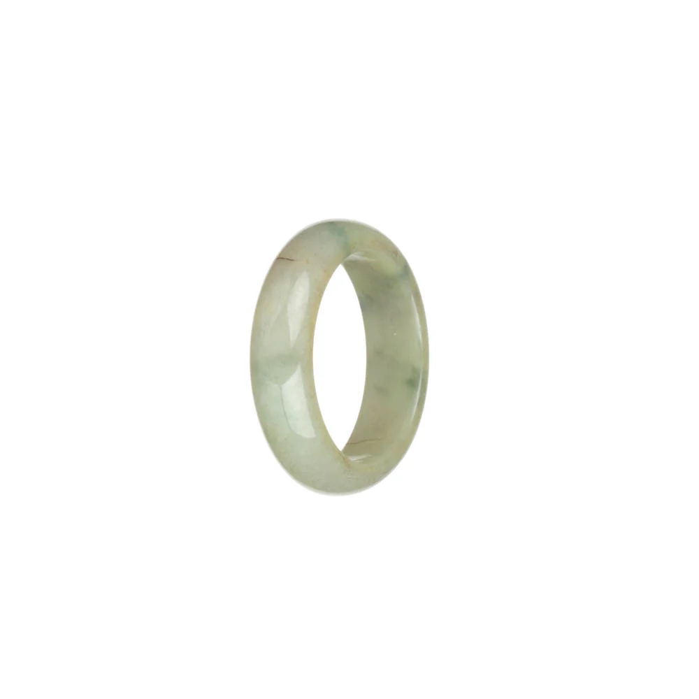 Certified Creamy White with Green Patterns Burma Jade Ring - US 10 - Image 3
