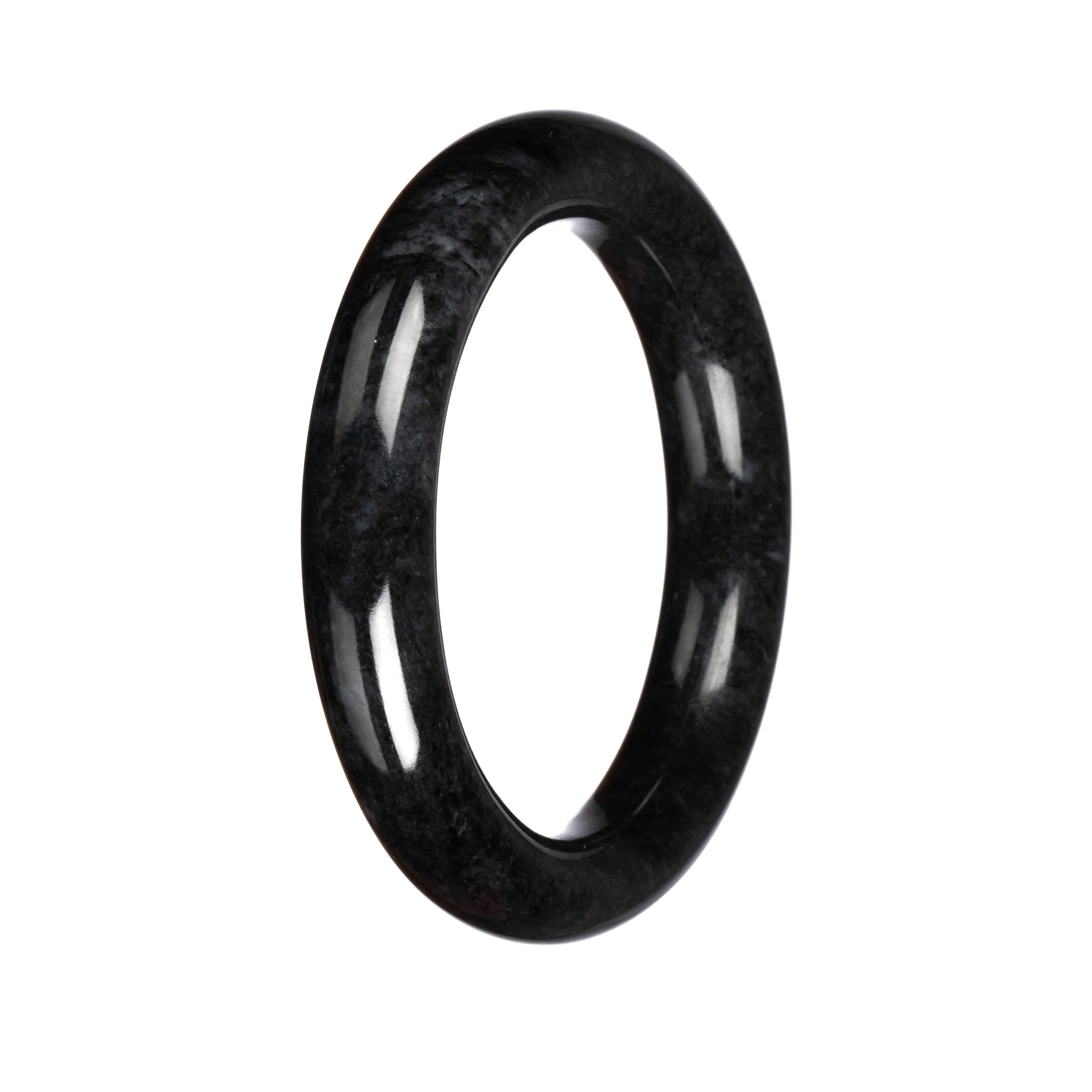 Natural Black Burmese Jade Bangle - 60mm Round - Image 3
