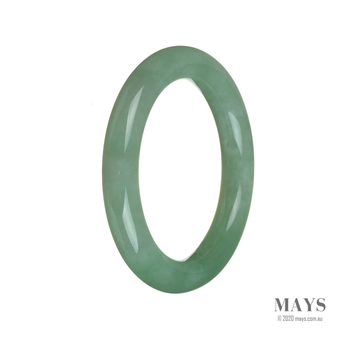 Genuine Type A Green Burmese Jade Bangle - 55mm Round