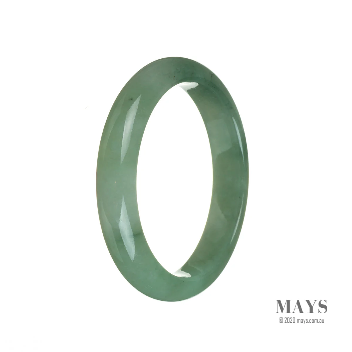 Genuine Type A Green Jadeite Bracelet - 59mm Semi Round
