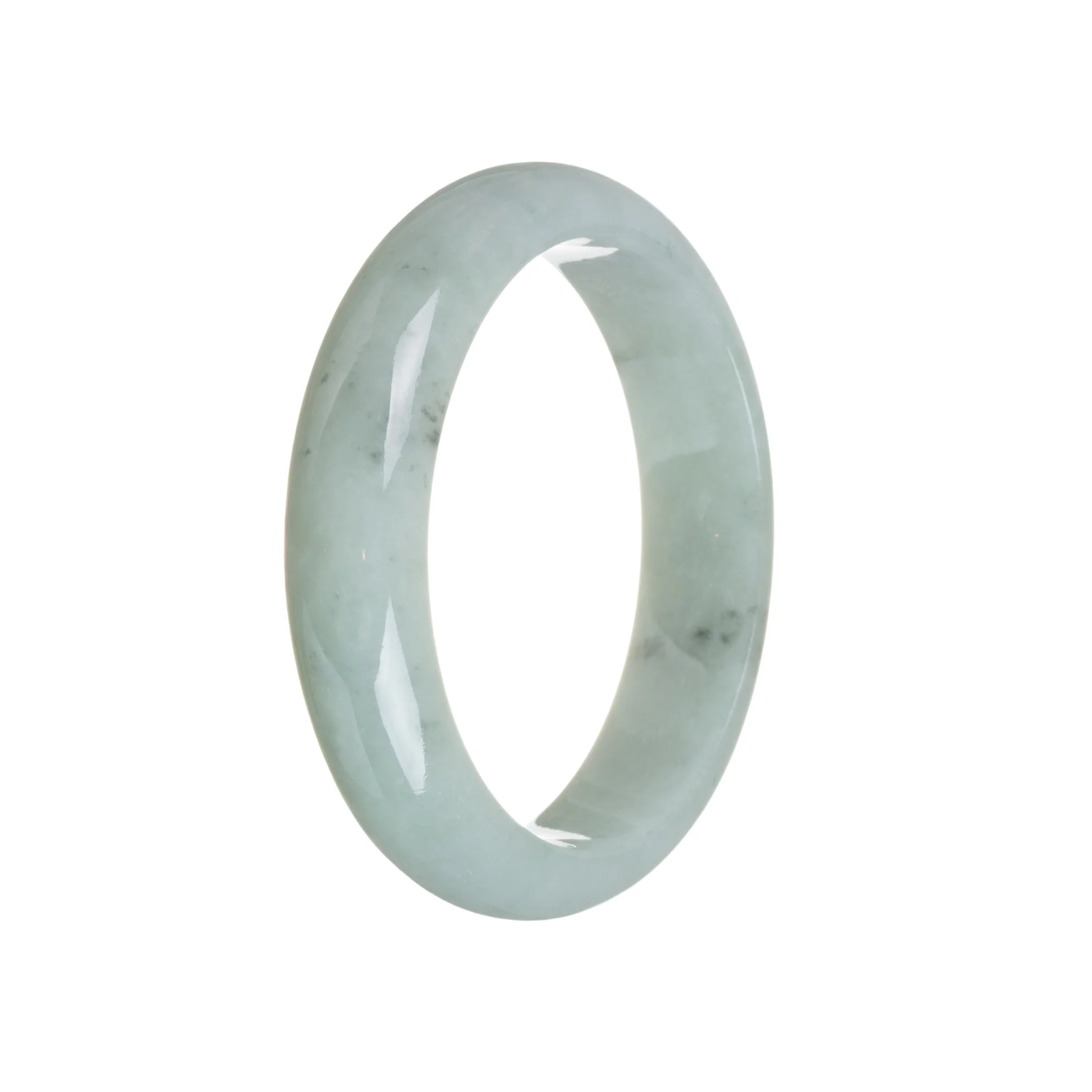 Genuine Natural Grey Burma Jade Bangle - 59mm Half Moon - Image 2