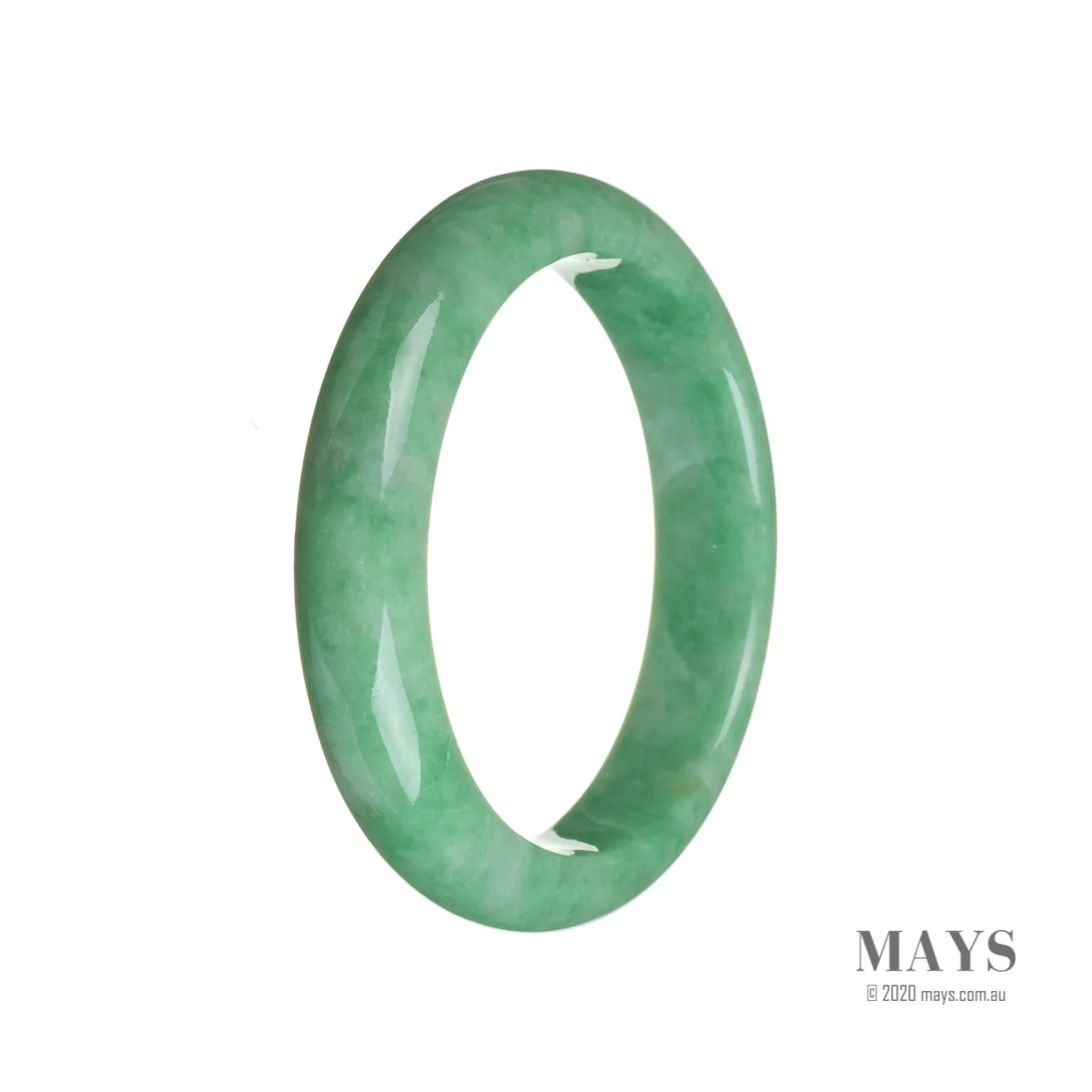 Genuine Grade A Bright green Jadeite Jade Bracelet - 58mm Semi Round - Image 2