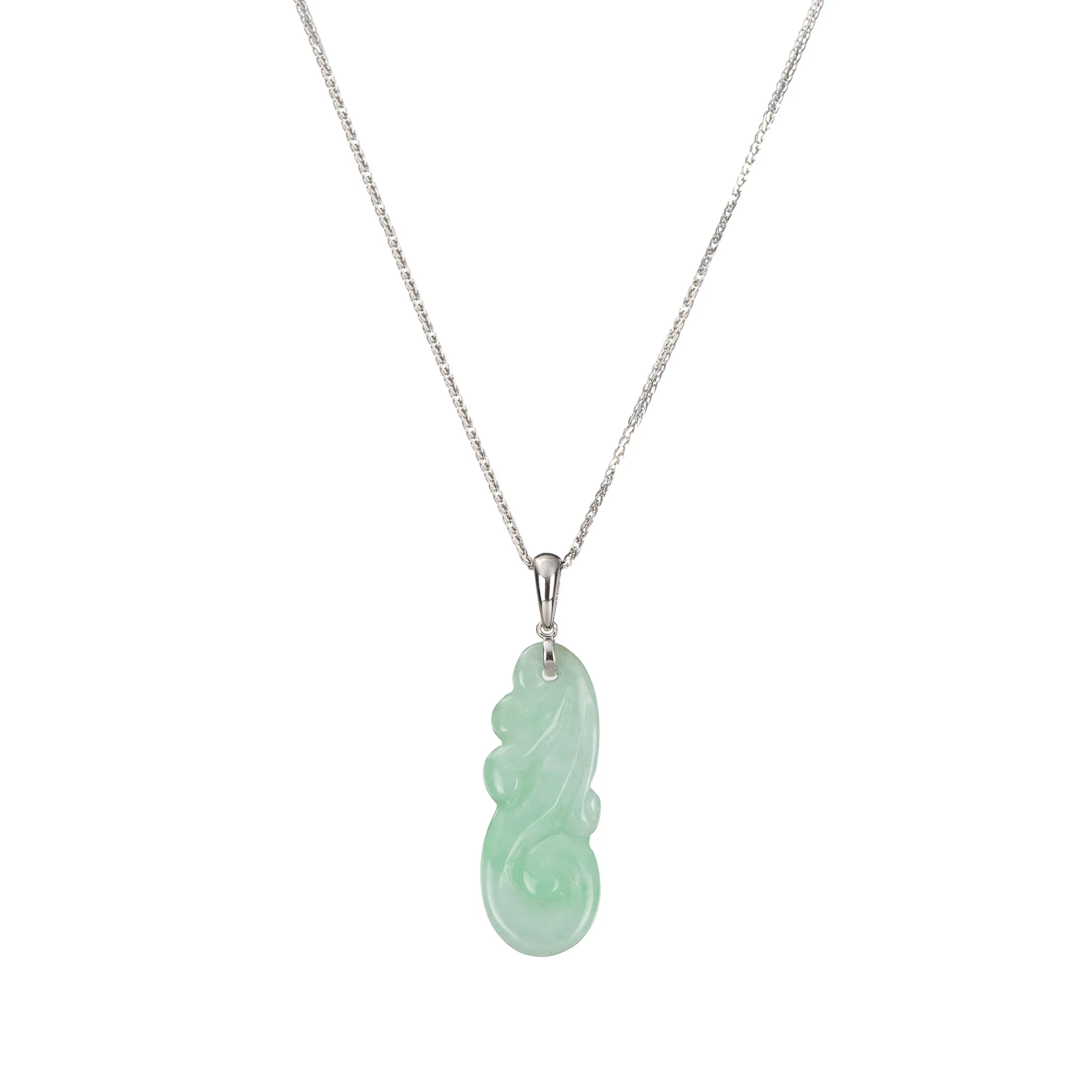 Natural Light Green Jade Ruyi Pendant