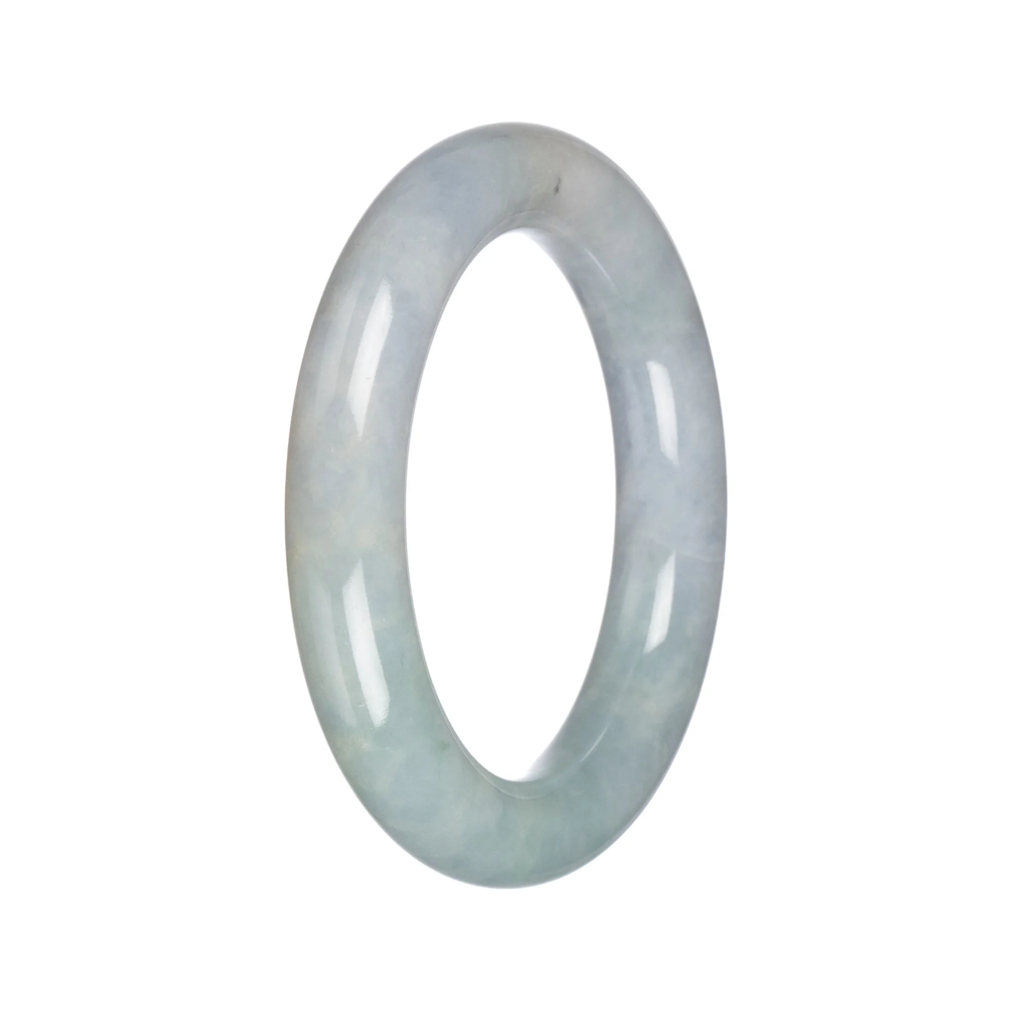 Natural Light Grey with Light Green Jadeite Bangle - 57mm Round - Image 2