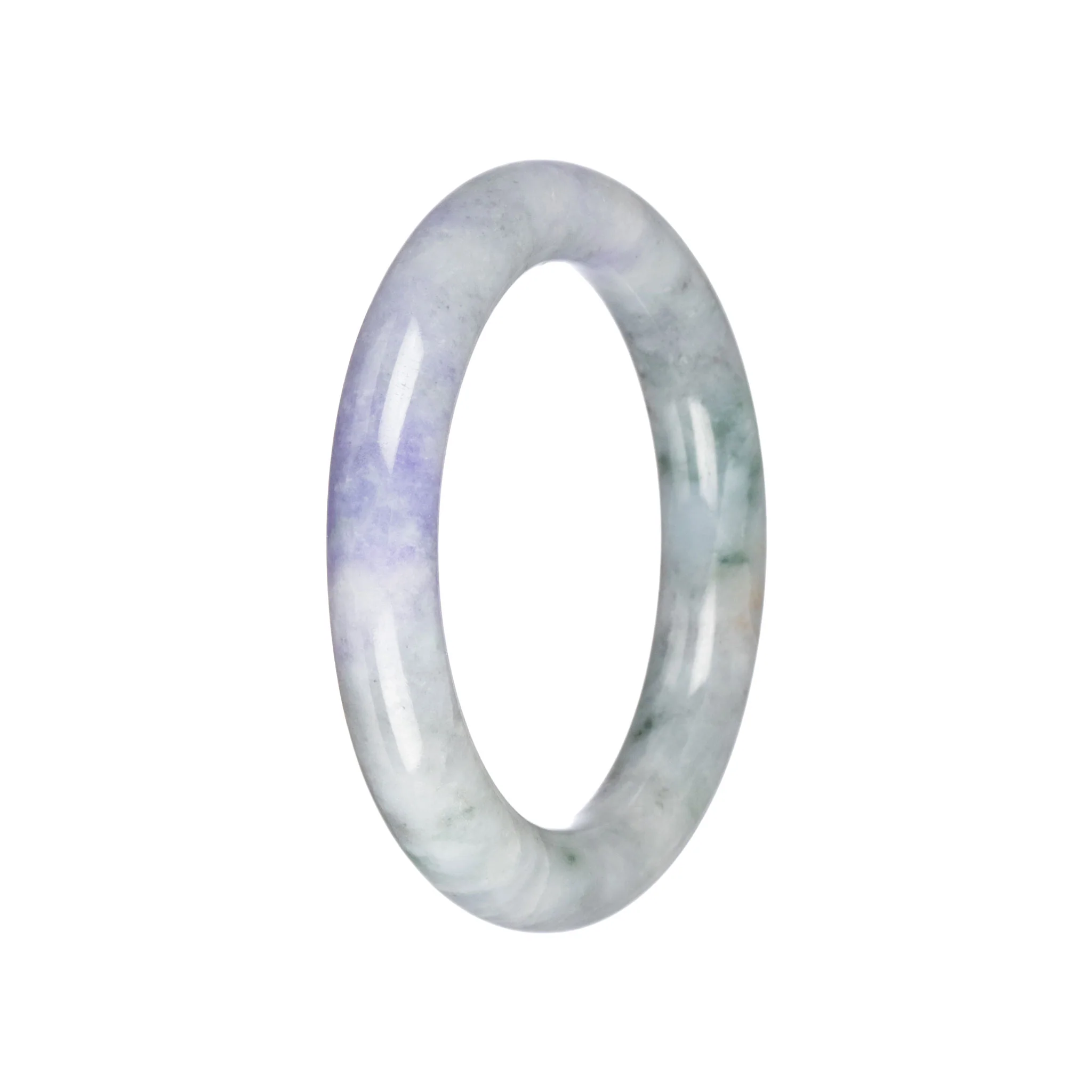 Natural Pale Green with Lavender Burma Jade Bangle - 55mm Round - Image 2