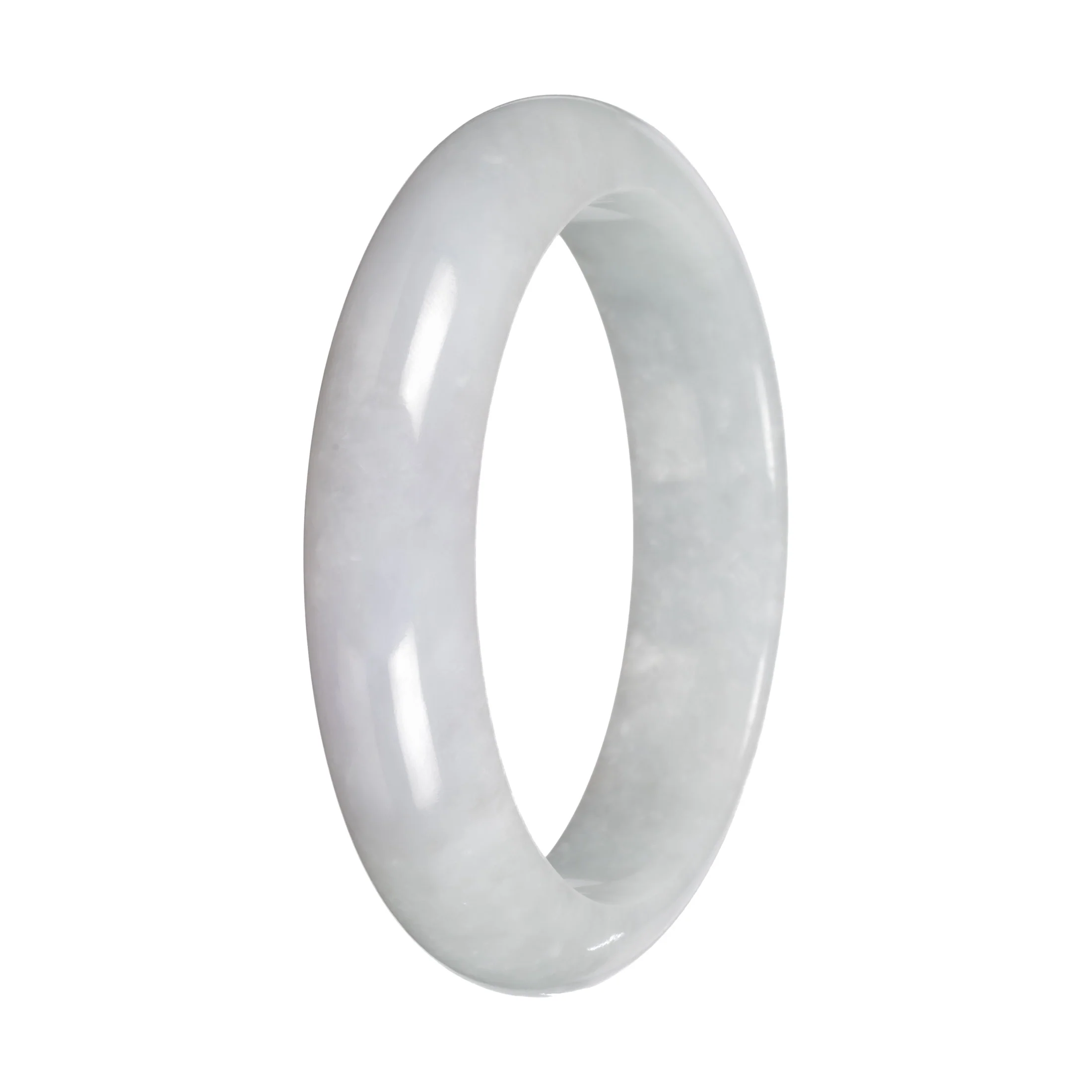 Natural White Burmese Jade Bangle - 56mm Half Moon - Image 3