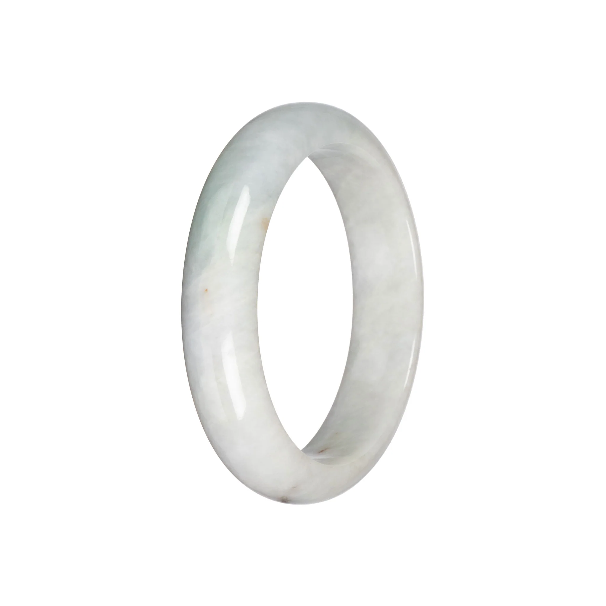 Natural White with Pale Green Traditional Jade Bangle - 55mm Half Moon - Image 3