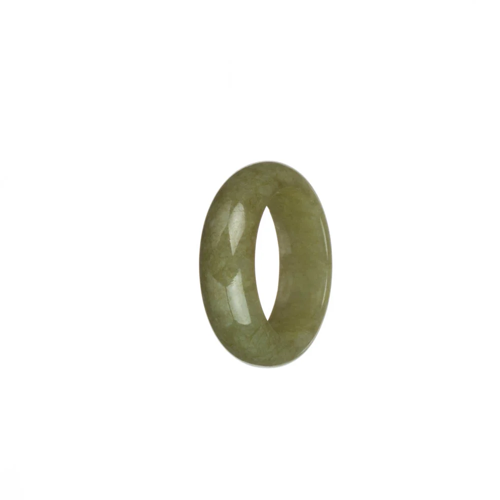 Genuine Olive Green Burma Jade Ring - US 9.75 - Image 2