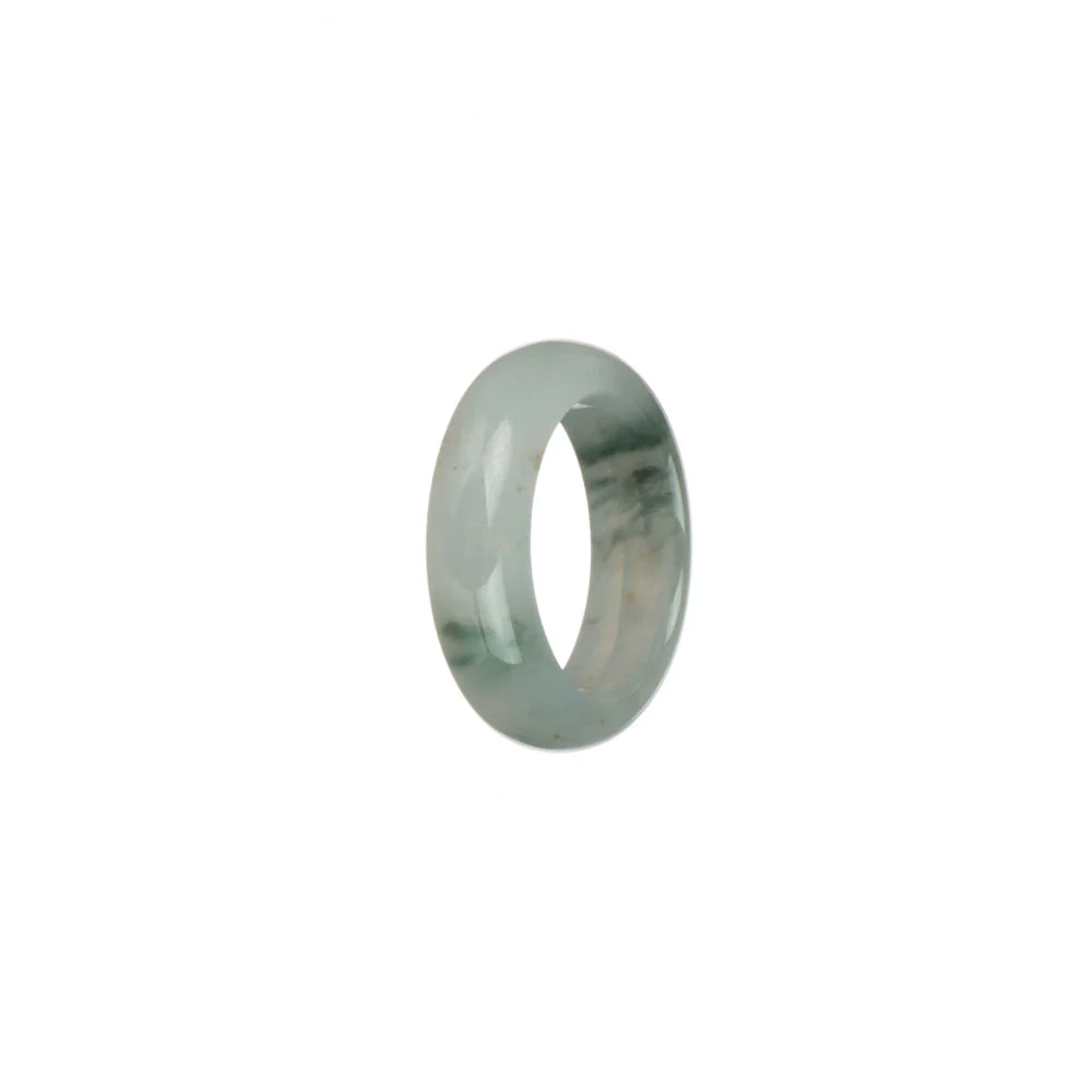 Certified Pale Green and White with Green Patterns Jadeite Jade Band - US 7.25