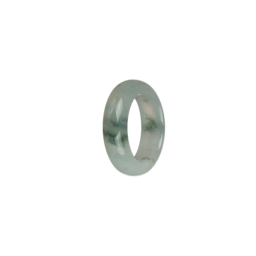 Certified Pale Green and White with Green Patterns Jadeite Jade Band - US 7.25 - Image 3