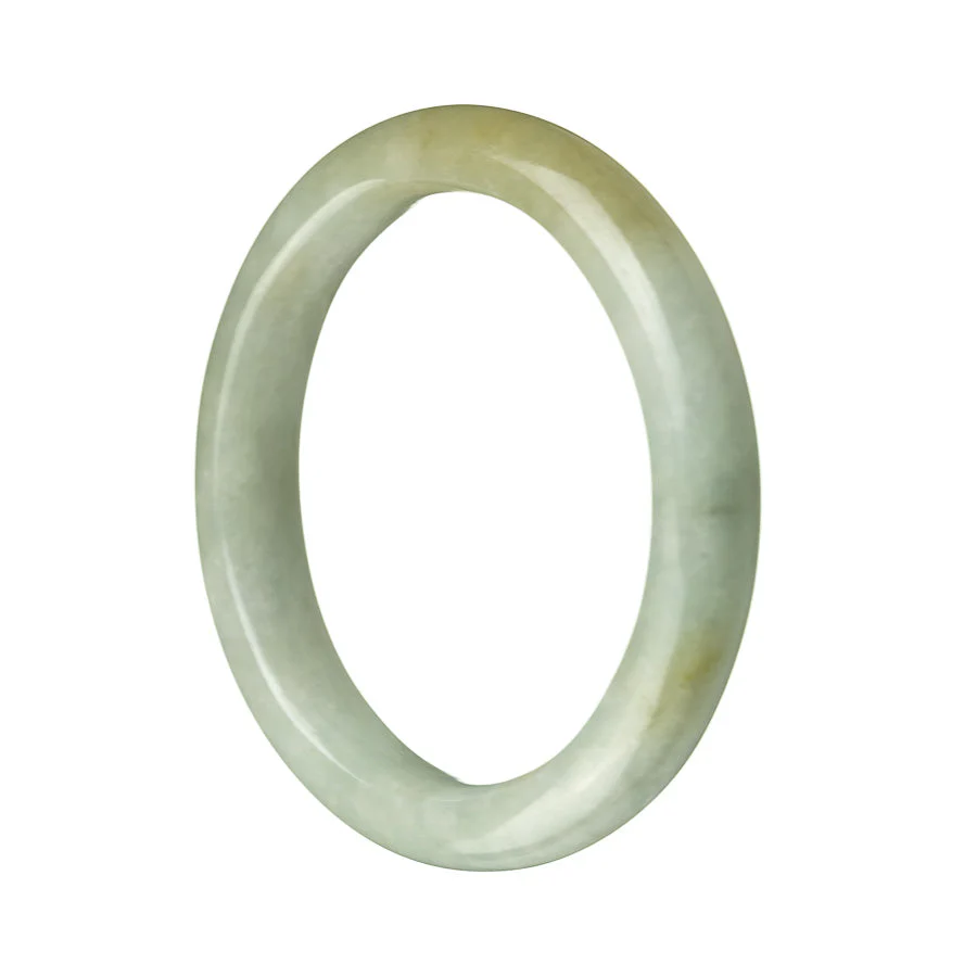 Real Type A Pale Green Burmese Jade Bangle Bracelet - 57mm Semi Round