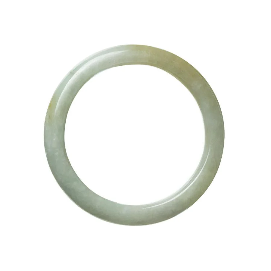 Real Type A Pale Green Burmese Jade Bangle Bracelet - 57mm Semi Round - Image 2