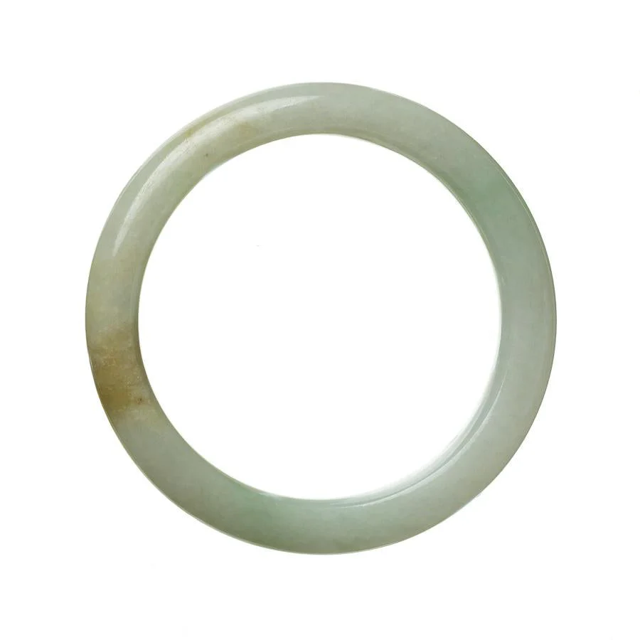 Certified Untreated Pale Green Traditional Jade Bracelet - 57mm Semi Round - Image 3