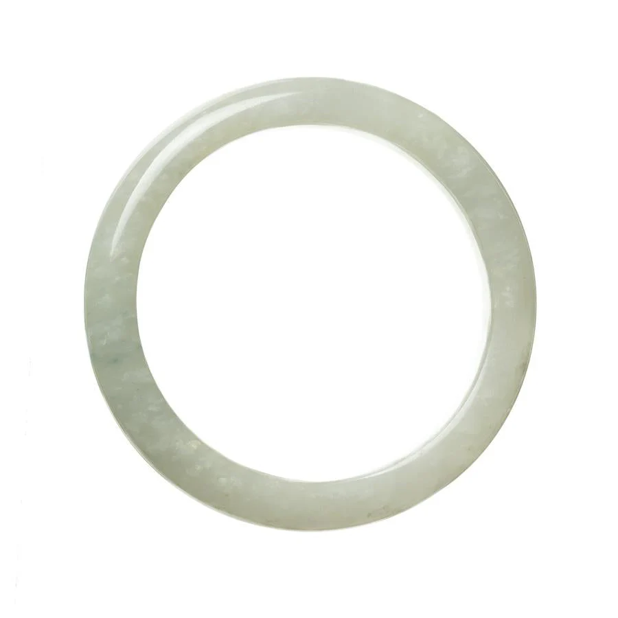 Certified Type A Pale Green Jade Bracelet - 63mm Semi Round - Image 2