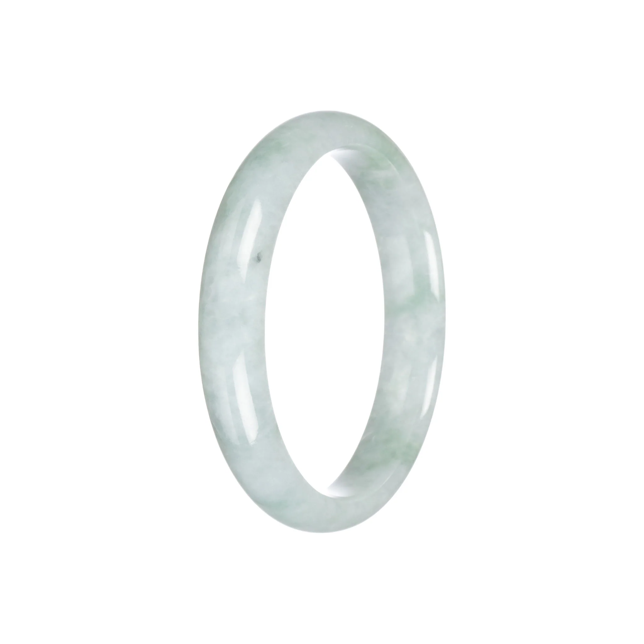 Real Natural Pale Green Traditional Jade Bangle Bracelet - 57mm Half Moon - Image 3