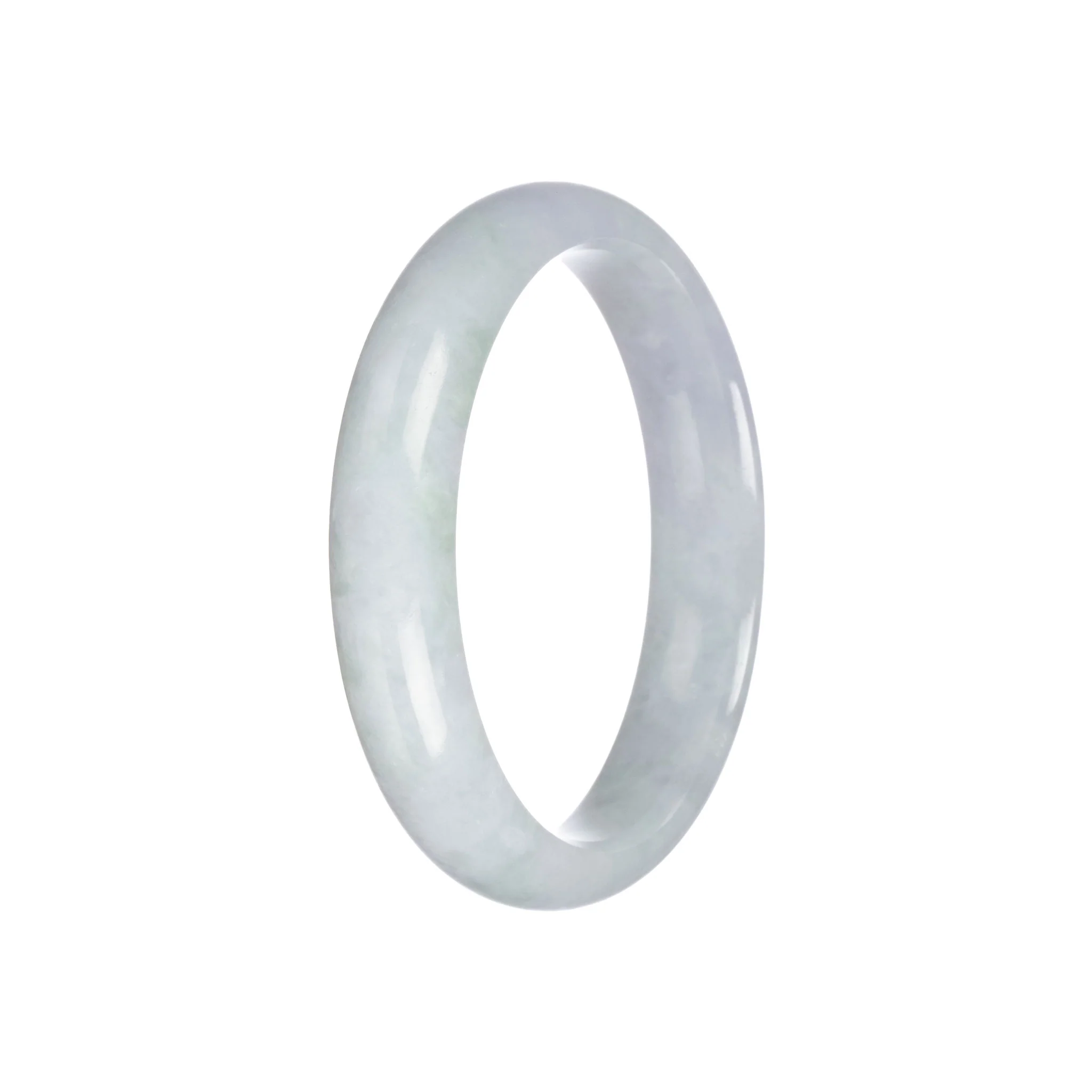 Genuine Grade A Pale Green Burma Jade Bracelet - 56mm Half Moon - Image 5