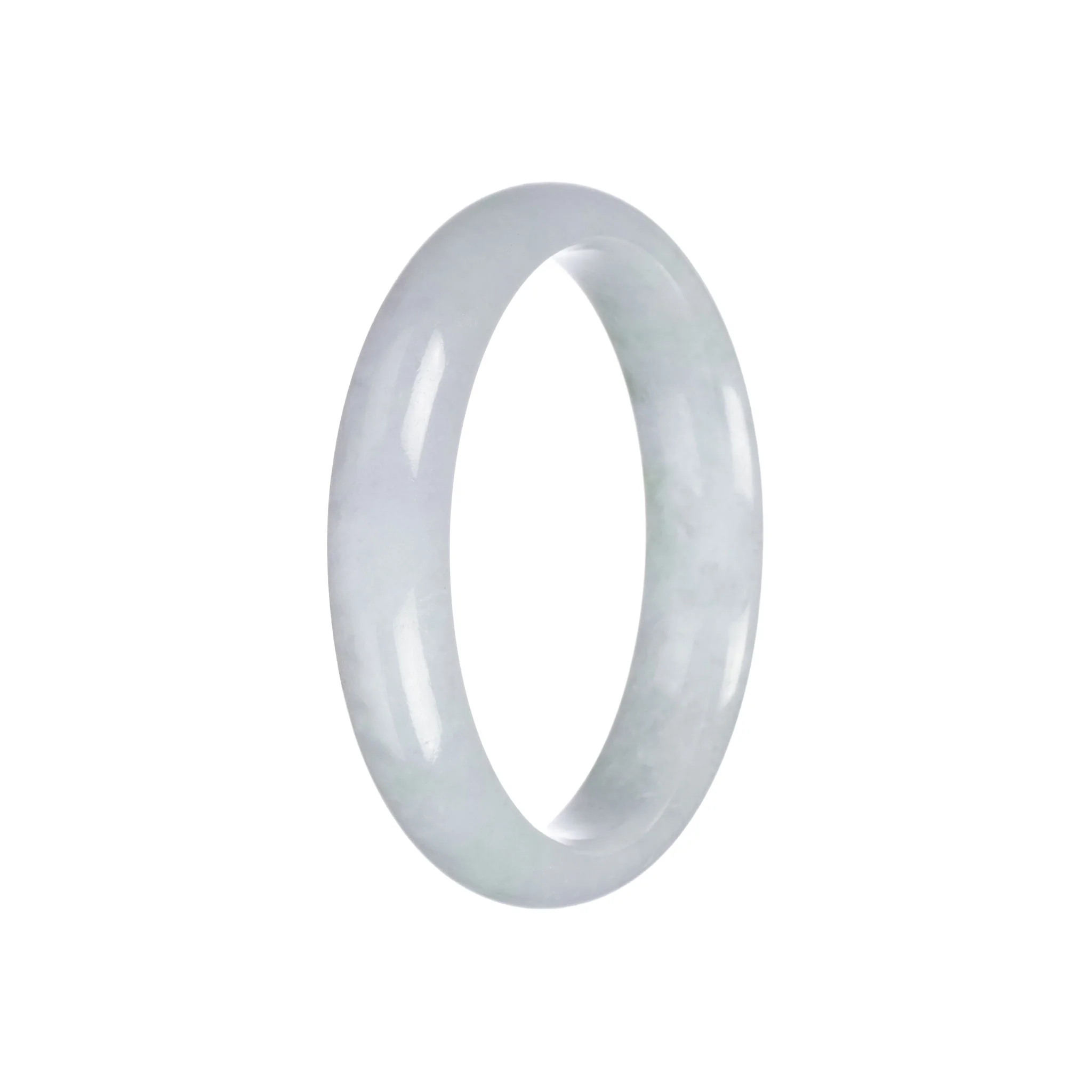 Genuine Grade A Pale Green Burma Jade Bracelet - 56mm Half Moon - Image 6