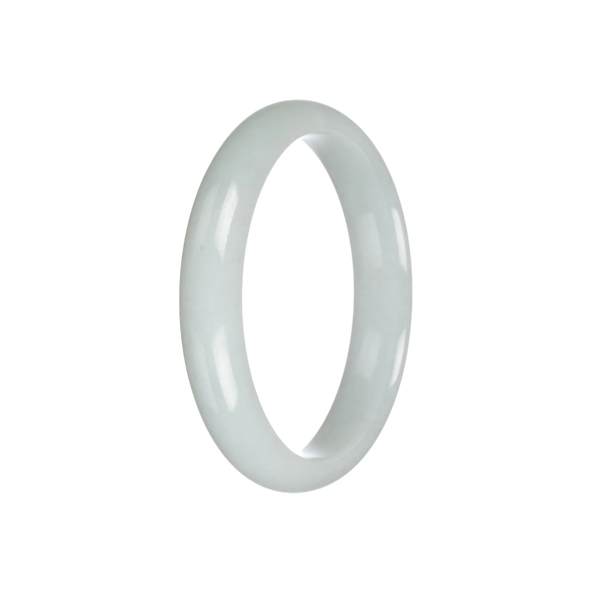 Certified Natural Pale Green Traditional Jade Bangle Bracelet - 56mm Half Moon - Image 2