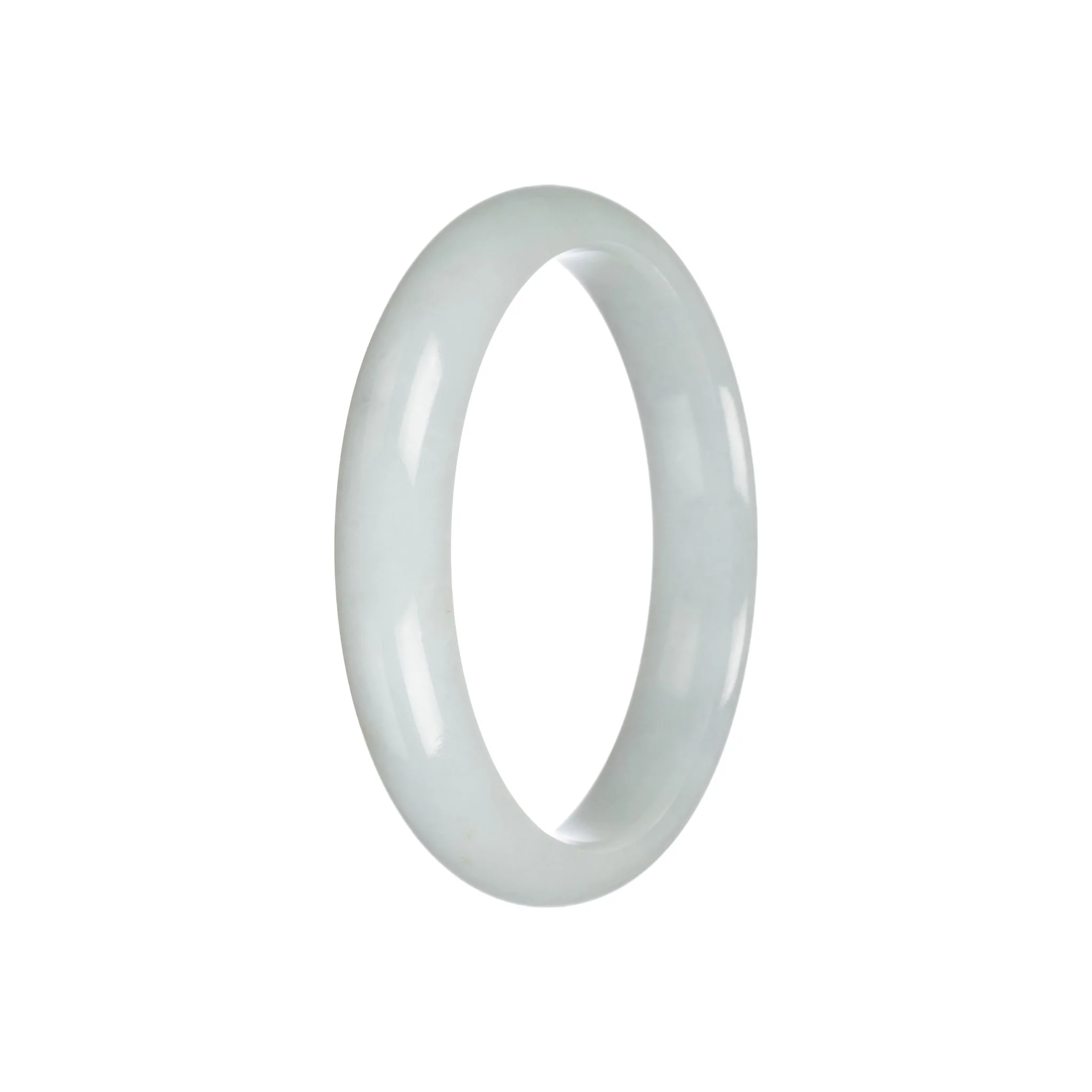 Certified Natural Pale Green Traditional Jade Bangle Bracelet - 56mm Half Moon - Image 3