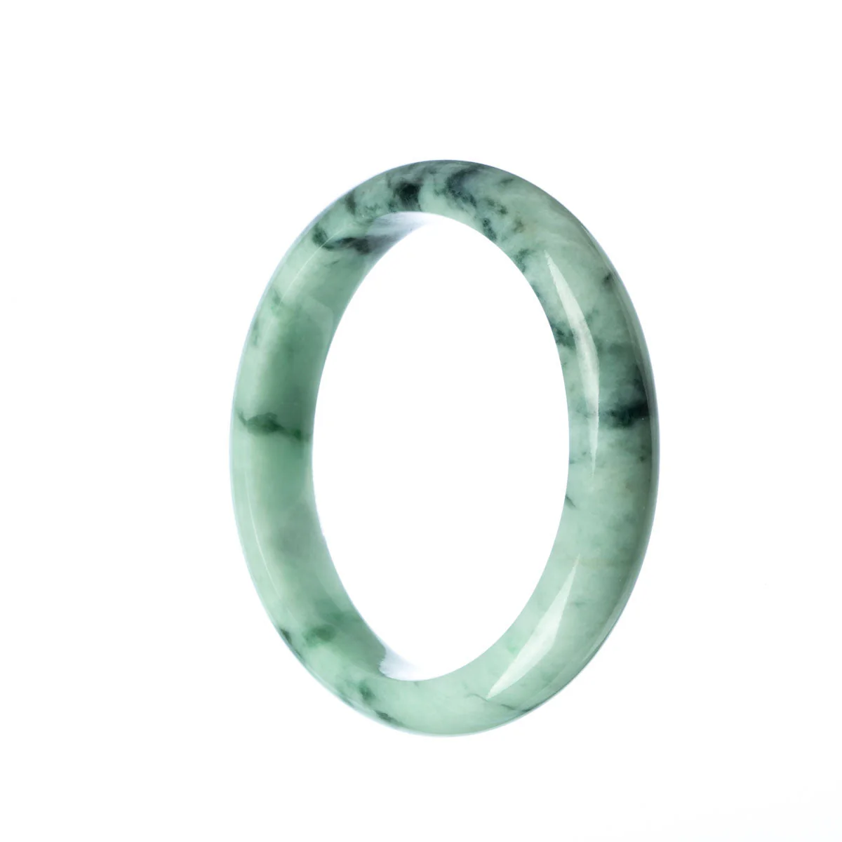 Authentic Untreated Pale Green Jadeite Bracelet - 58mm Semi Round