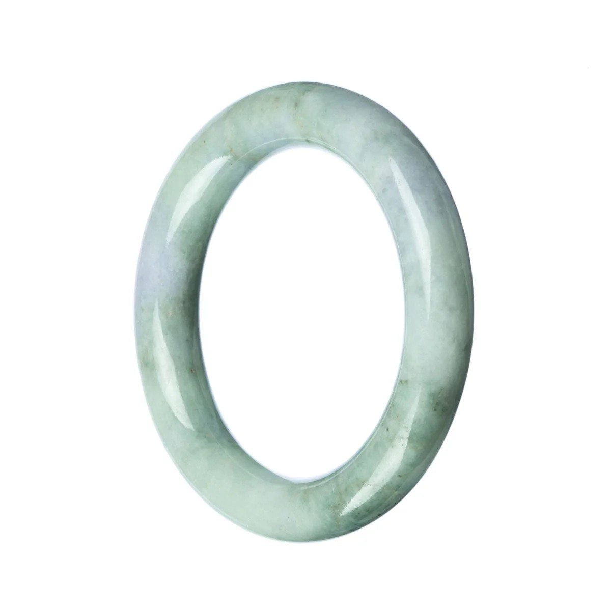 Real Natural Pale Green Burmese Jade Bracelet - 58mm Round - Image 2