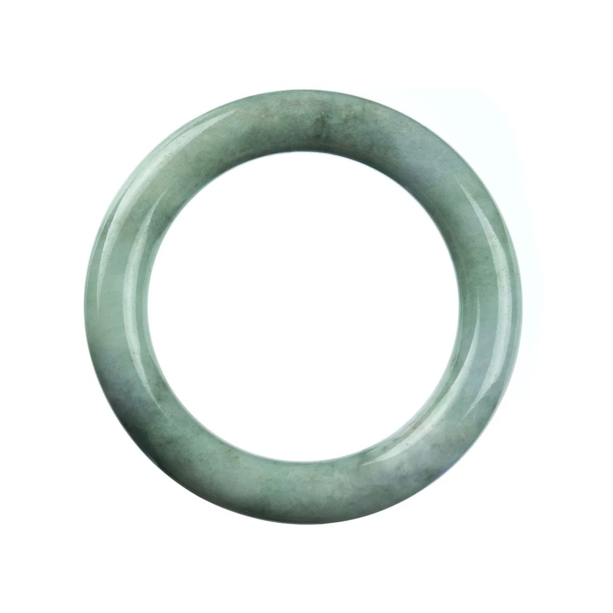 Real Natural Pale Green Burmese Jade Bracelet - 58mm Round - Image 4