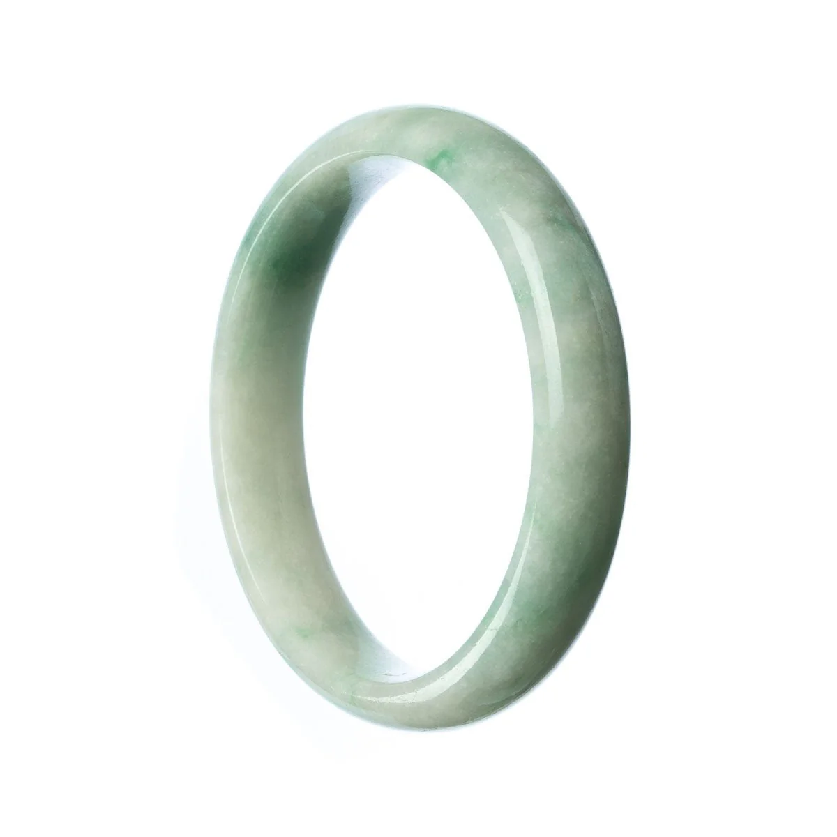 Genuine Type A Pale Green Burma Jade Bangle Bracelet - 57mm Half Moon - Image 2