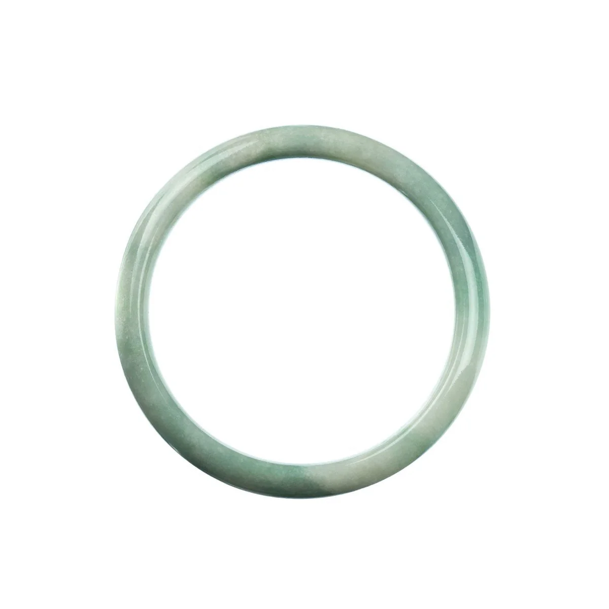 Real Grade A Pale Green Jadeite Jade Bracelet - 57mm Half Moon - Image 4