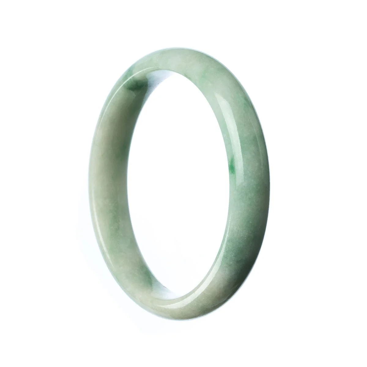 Genuine Grade A Pale Green Burmese Jade Bangle - 57mm Half Moon - Image 2