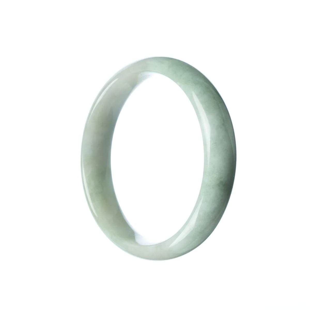 Genuine Grade A Pale Green Burmese Jade Bangle - 58mm Half Moon - Image 2