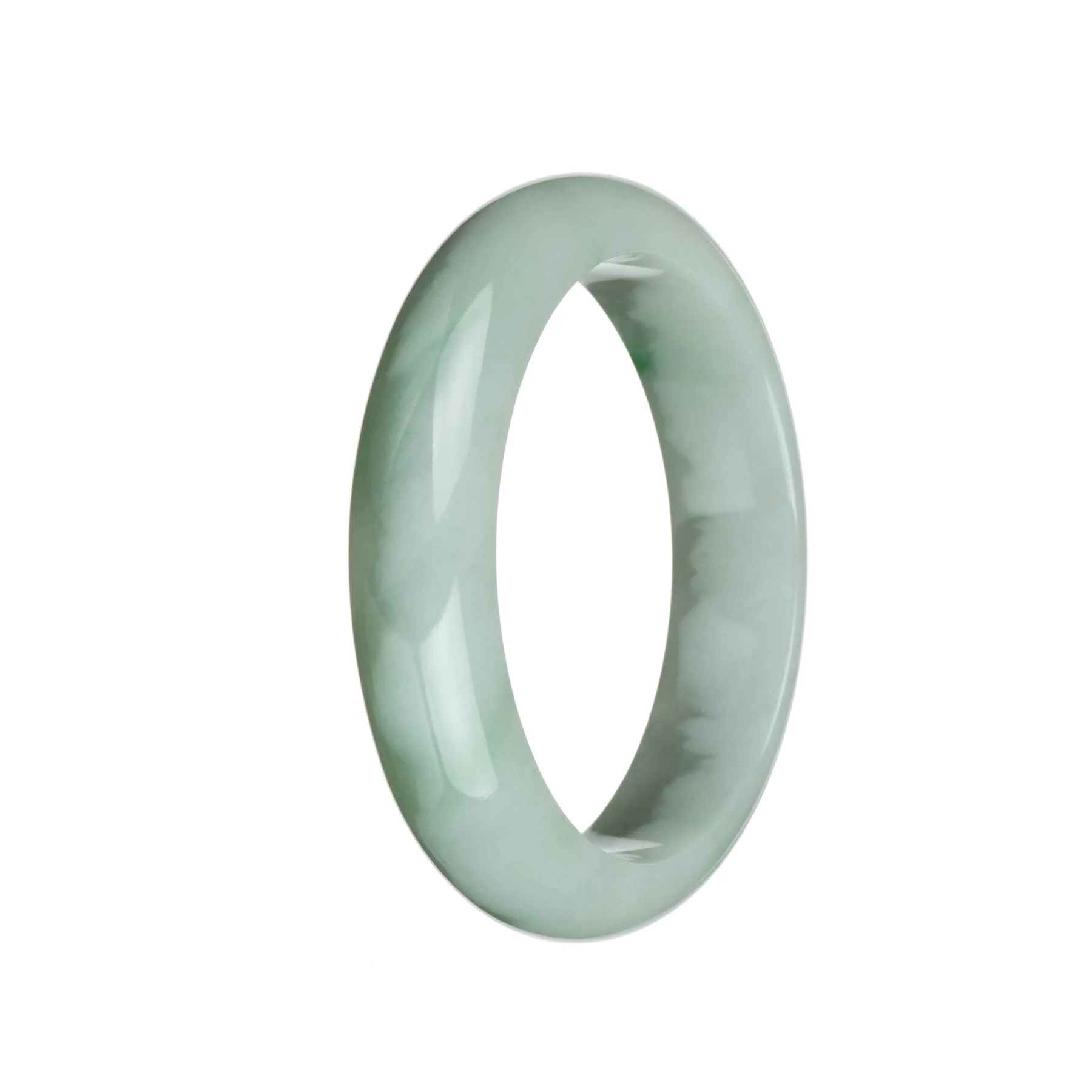 Real Grade A Green and White with Emerald Green Patterns Jadeite Jade Bangle - 63mm Half Moon - Image 3