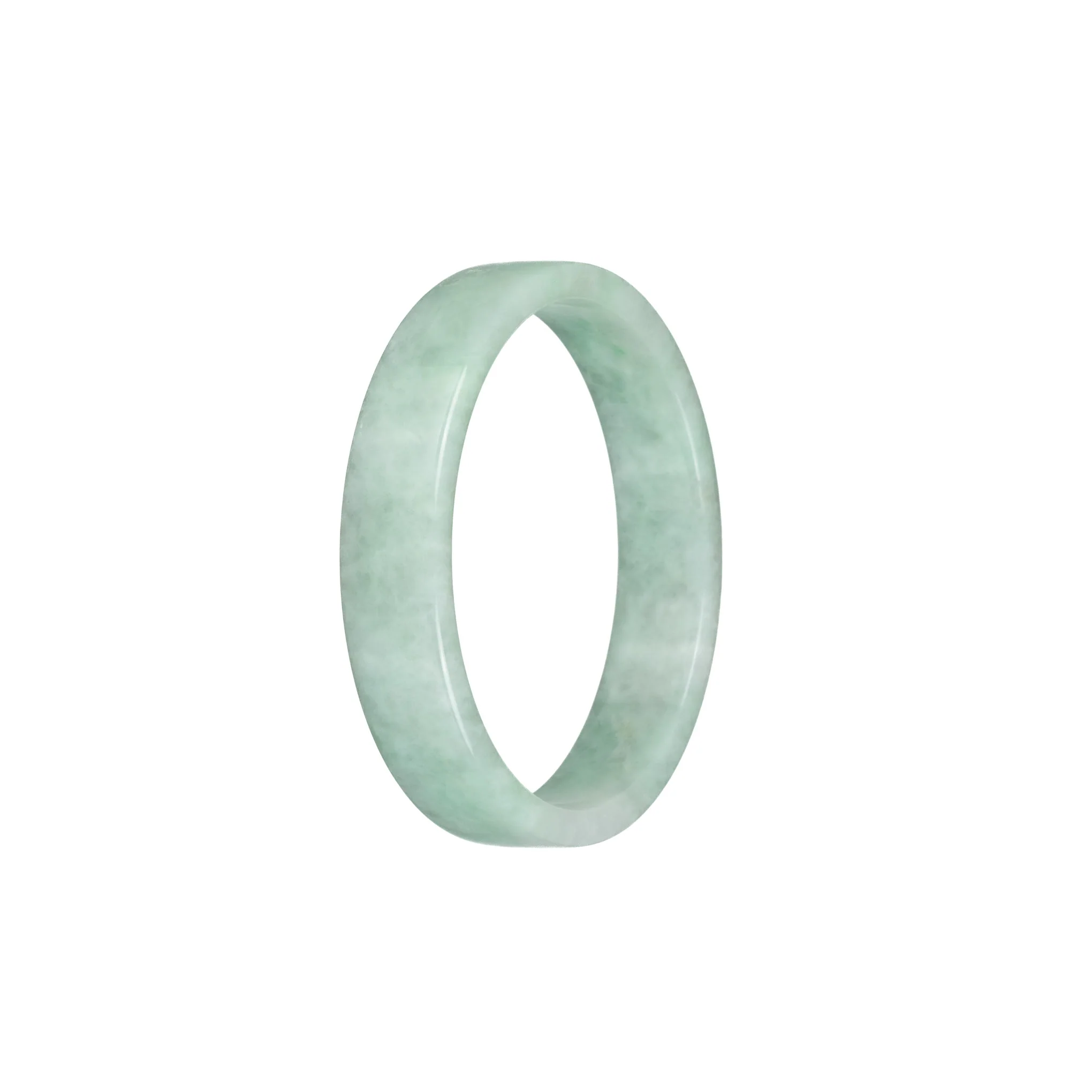 Real Grade A Green Pattern Burmese Jade Bangle Bracelet - 52mm Flat - Image 3