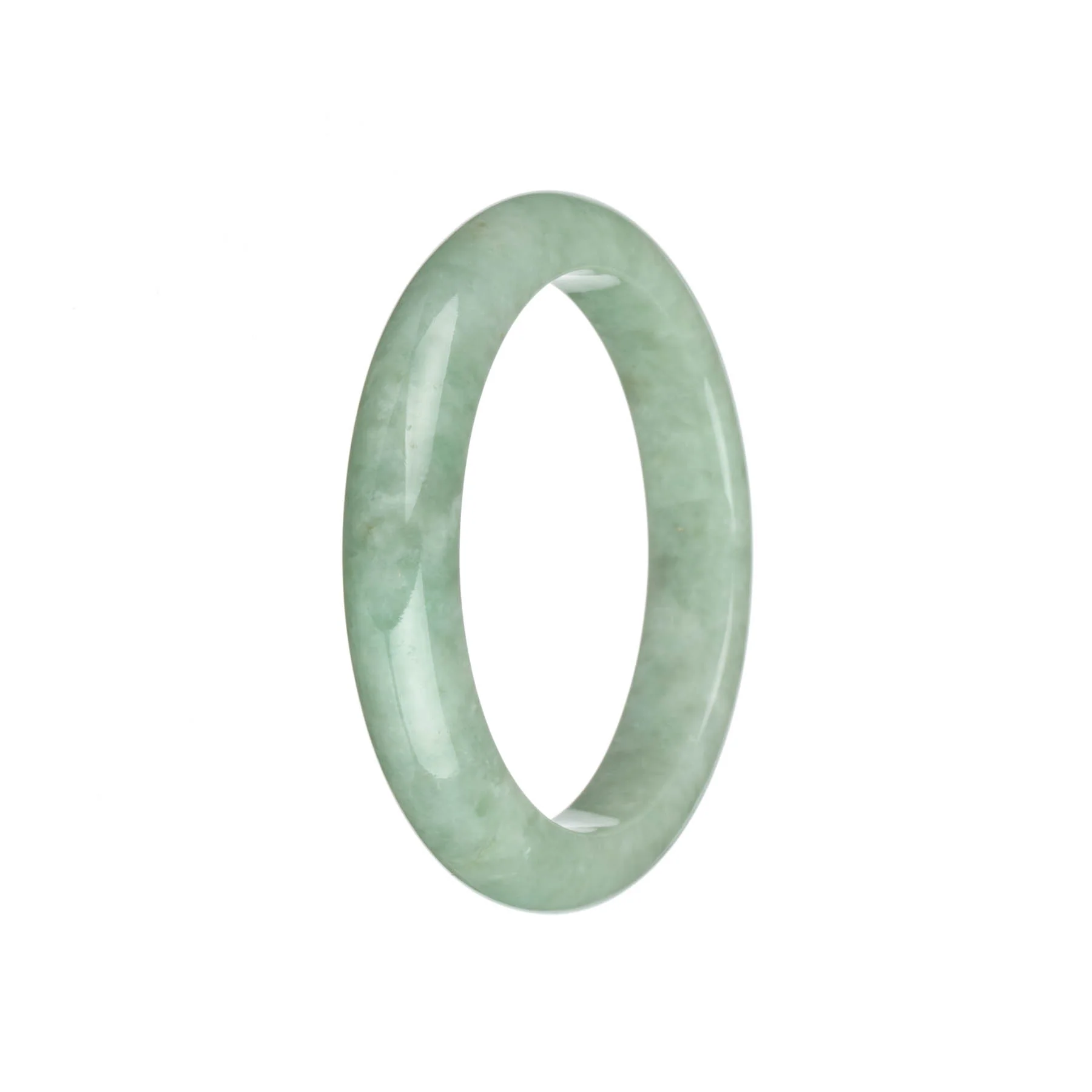 Real Grade A Light Green Jade Bangle - 59mm Semi Round - Image 3