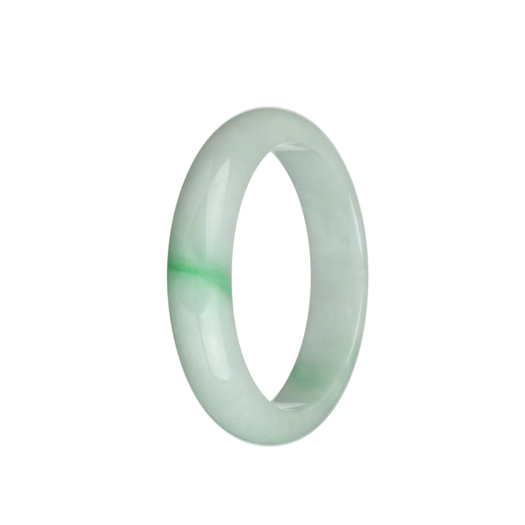 Real Grade A White with Emerald Green Jadeite Jade Bangle Bracelet - 58mm Half Moon - Image 3