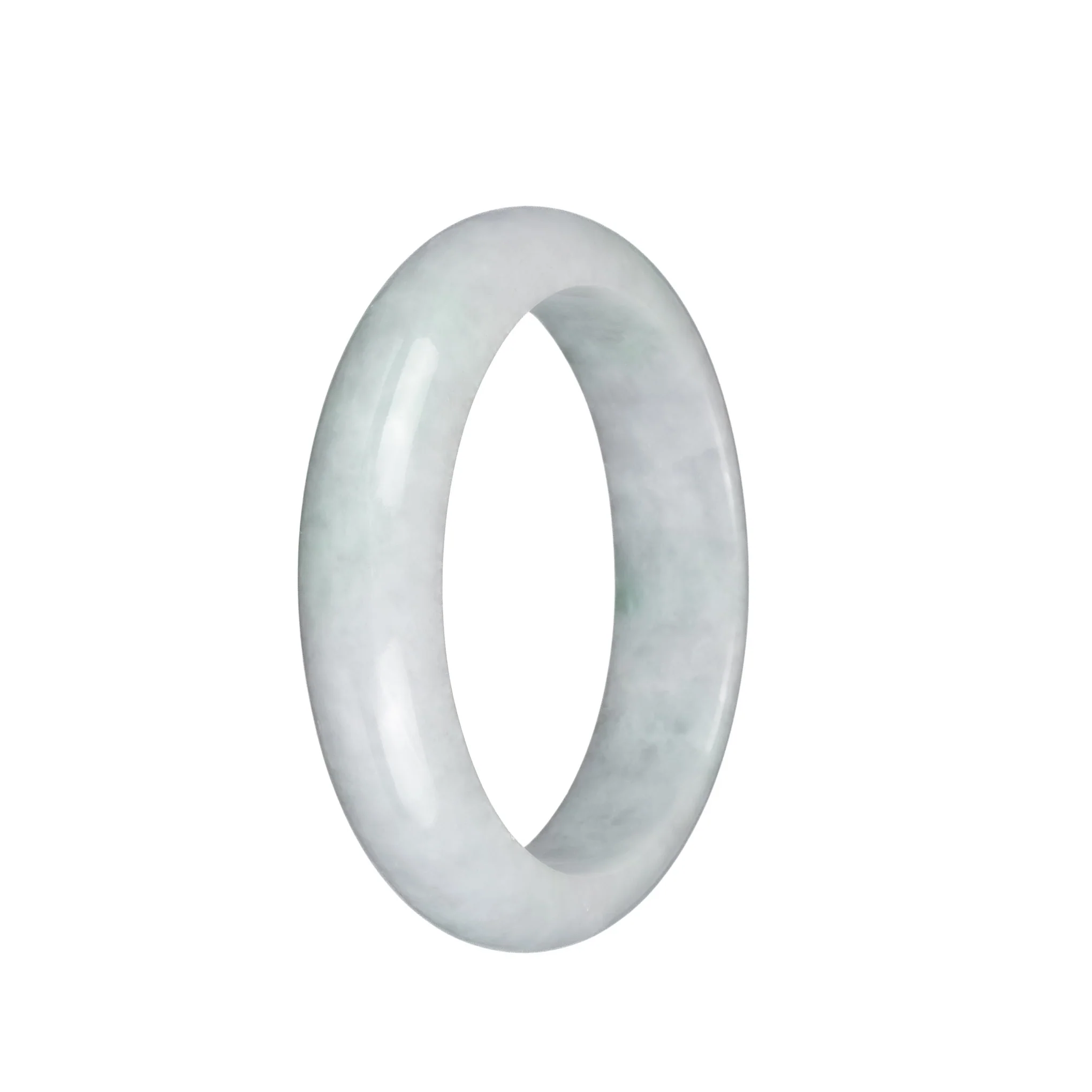 Real Grade A White with Green Patch Jade Bangle - 58mm Half Moon - Image 2