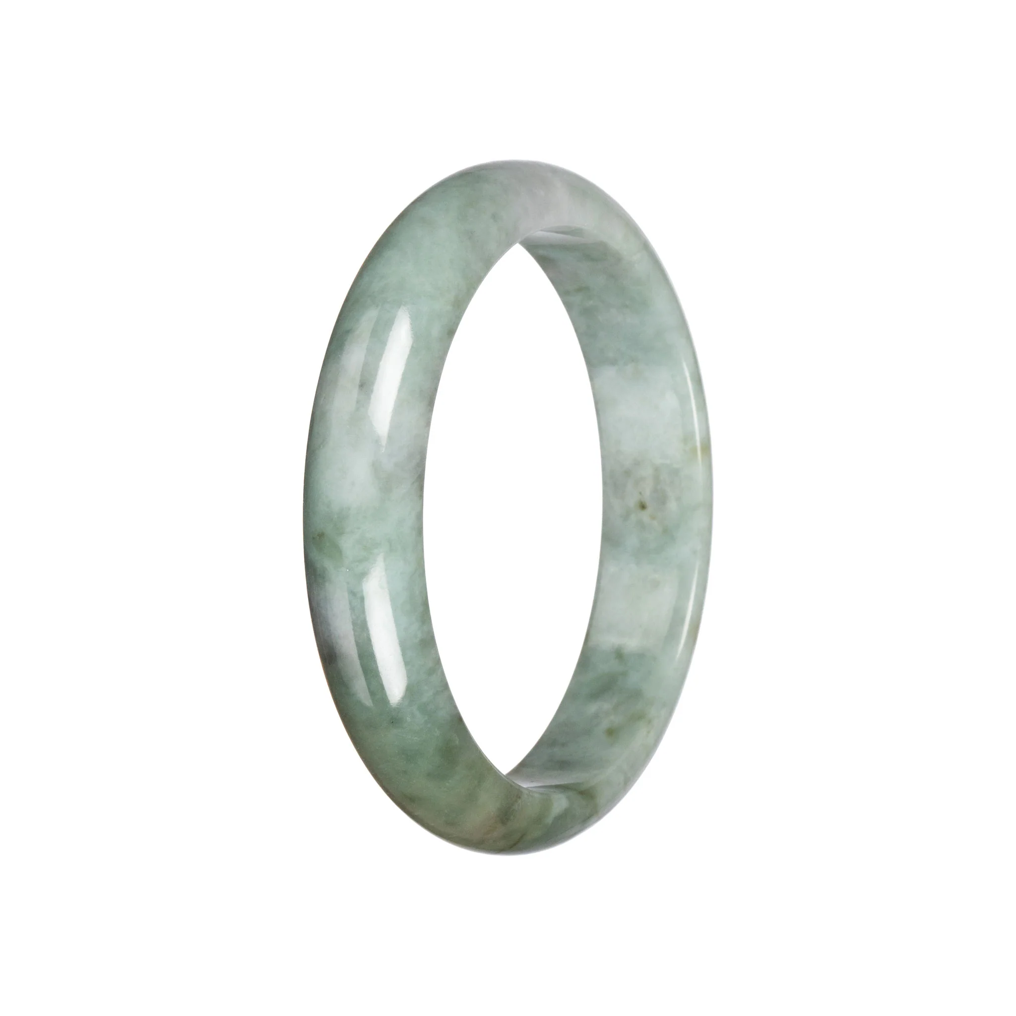 Real Green Pattern Jadeite Bangle - 59mm Half Moon - Image 3