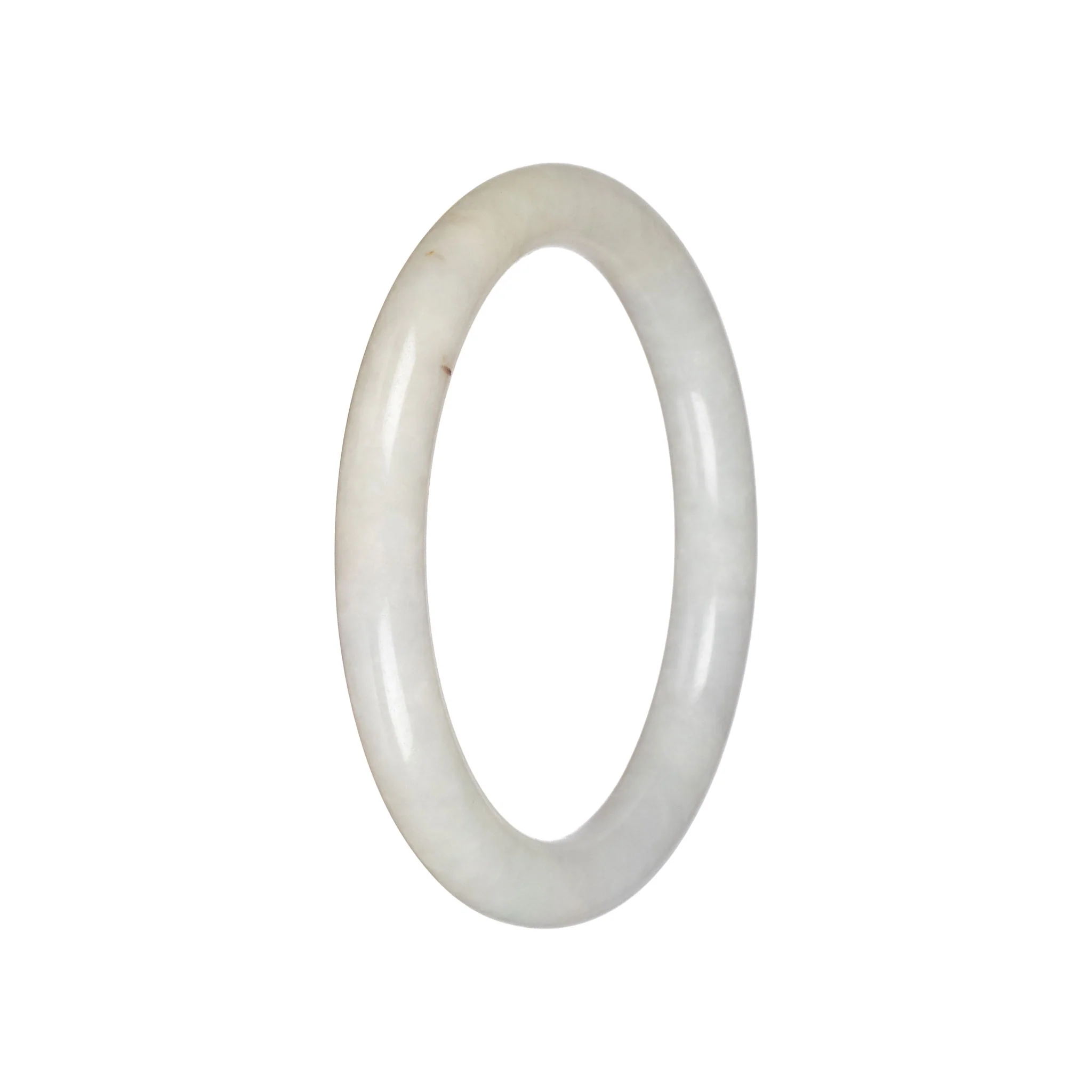Real Greyish White Jade Bangle - 59mm Petite Round - Image 2