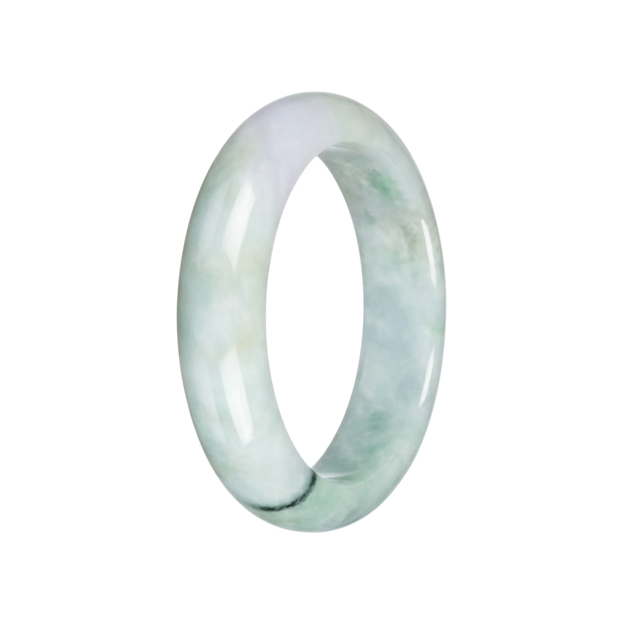 Real Light Green with Light Lavender Jadeite Bangle - 57mm Half Moon - Image 2