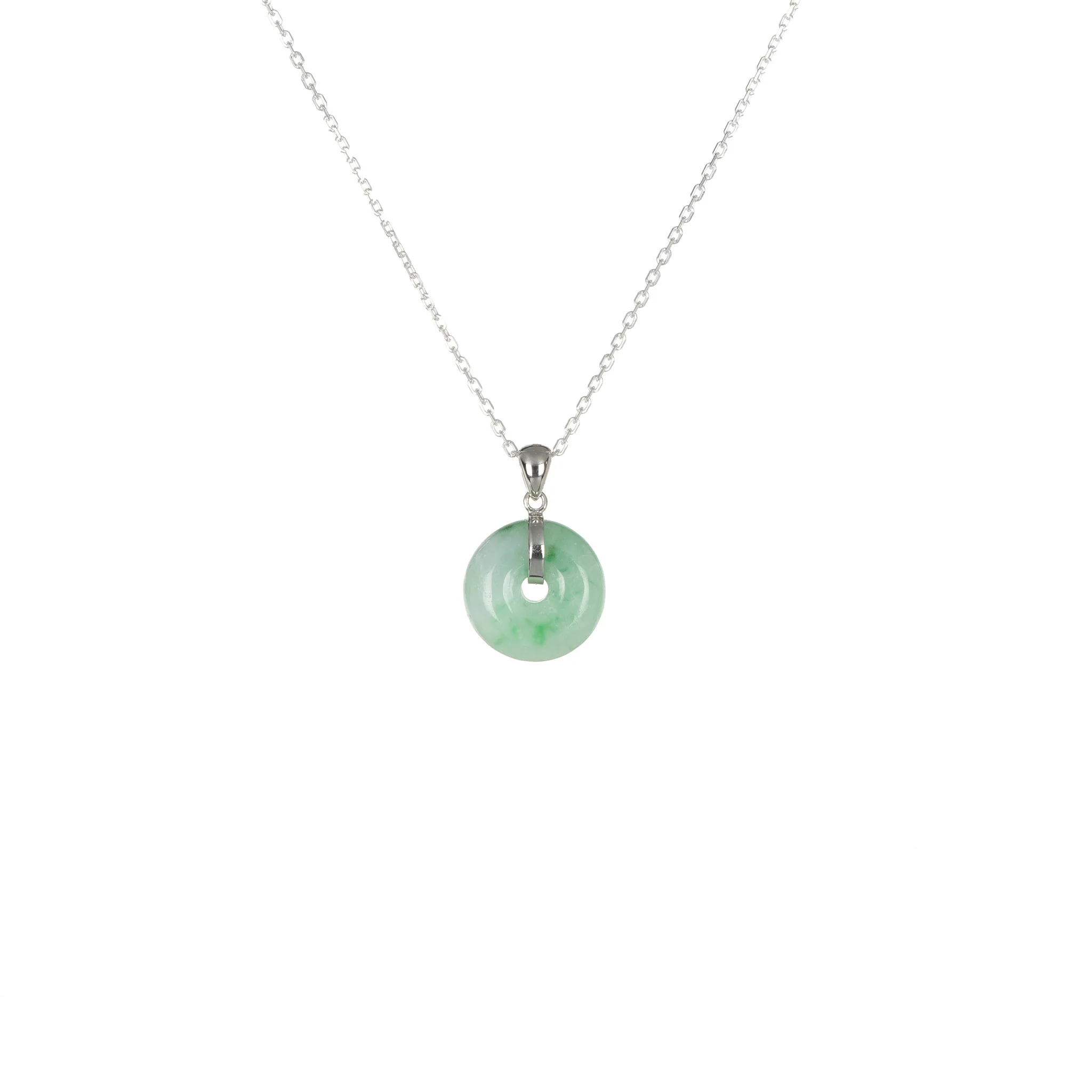 Real Pale Green with Green Pattern Jade Necklace - Kandy Donut
