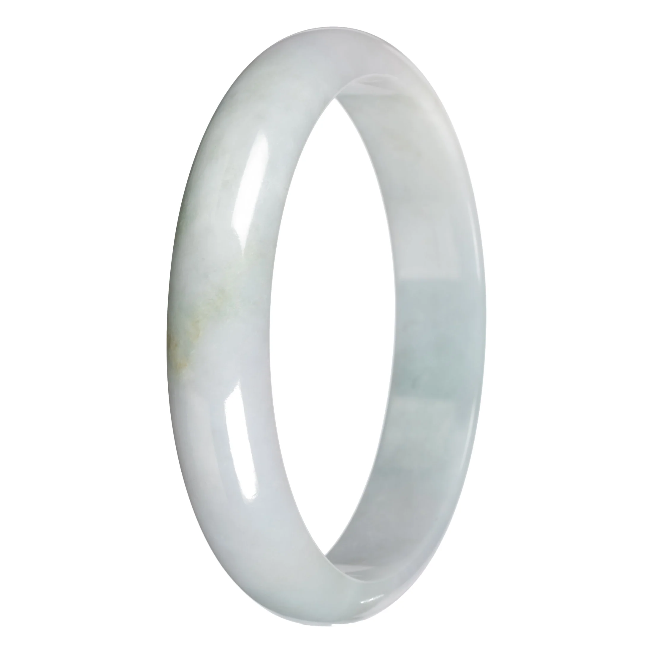 Real Pale Green with White Section Jadeite Jade Bangle - 78mm Half Moon - Image 2