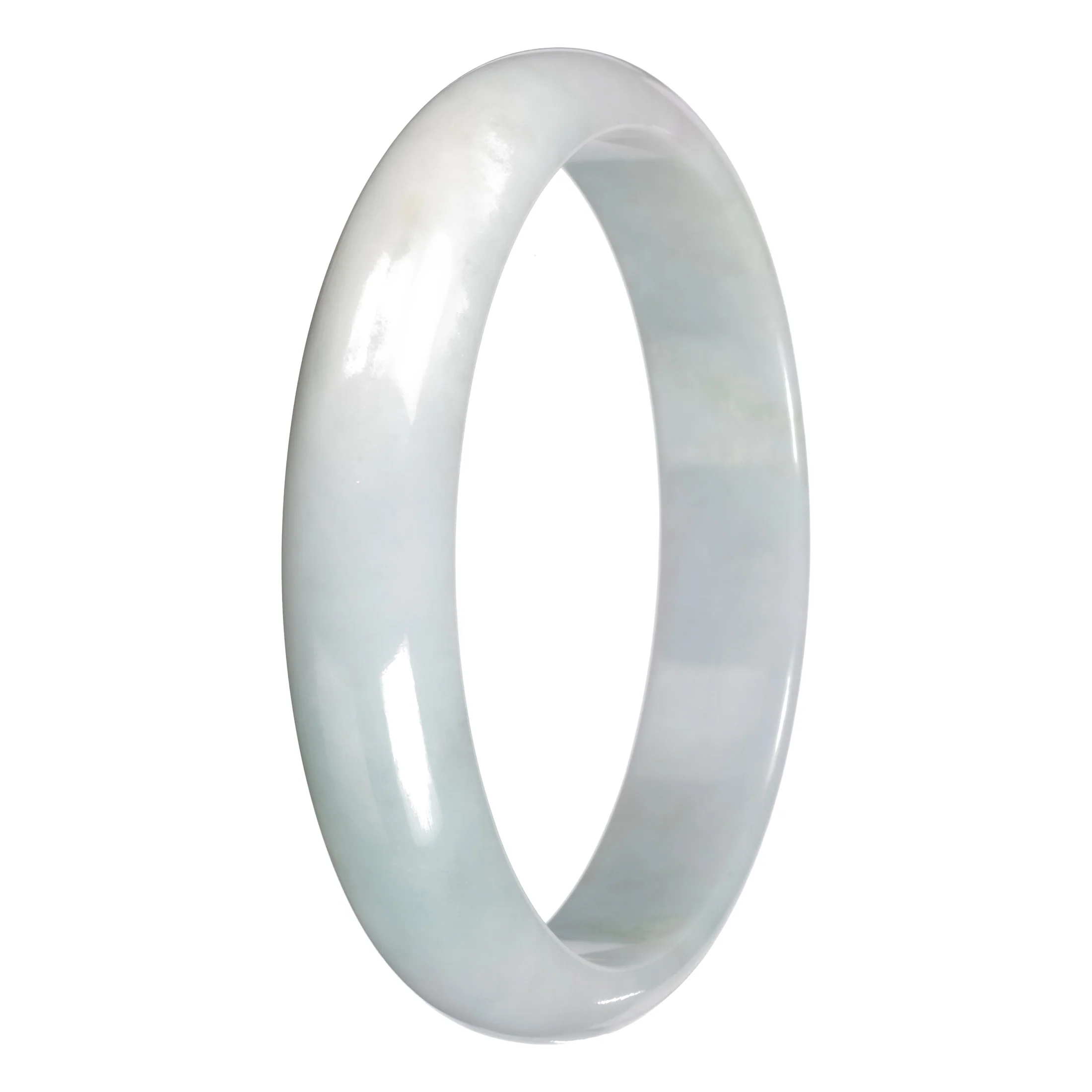 Real Pale Green with White Section Jadeite Jade Bangle - 78mm Half Moon - Image 3